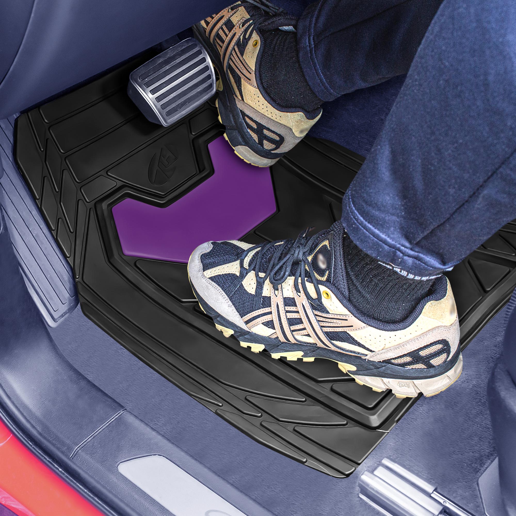 Bold Geometric Car Floor Mats - Full Set Purple