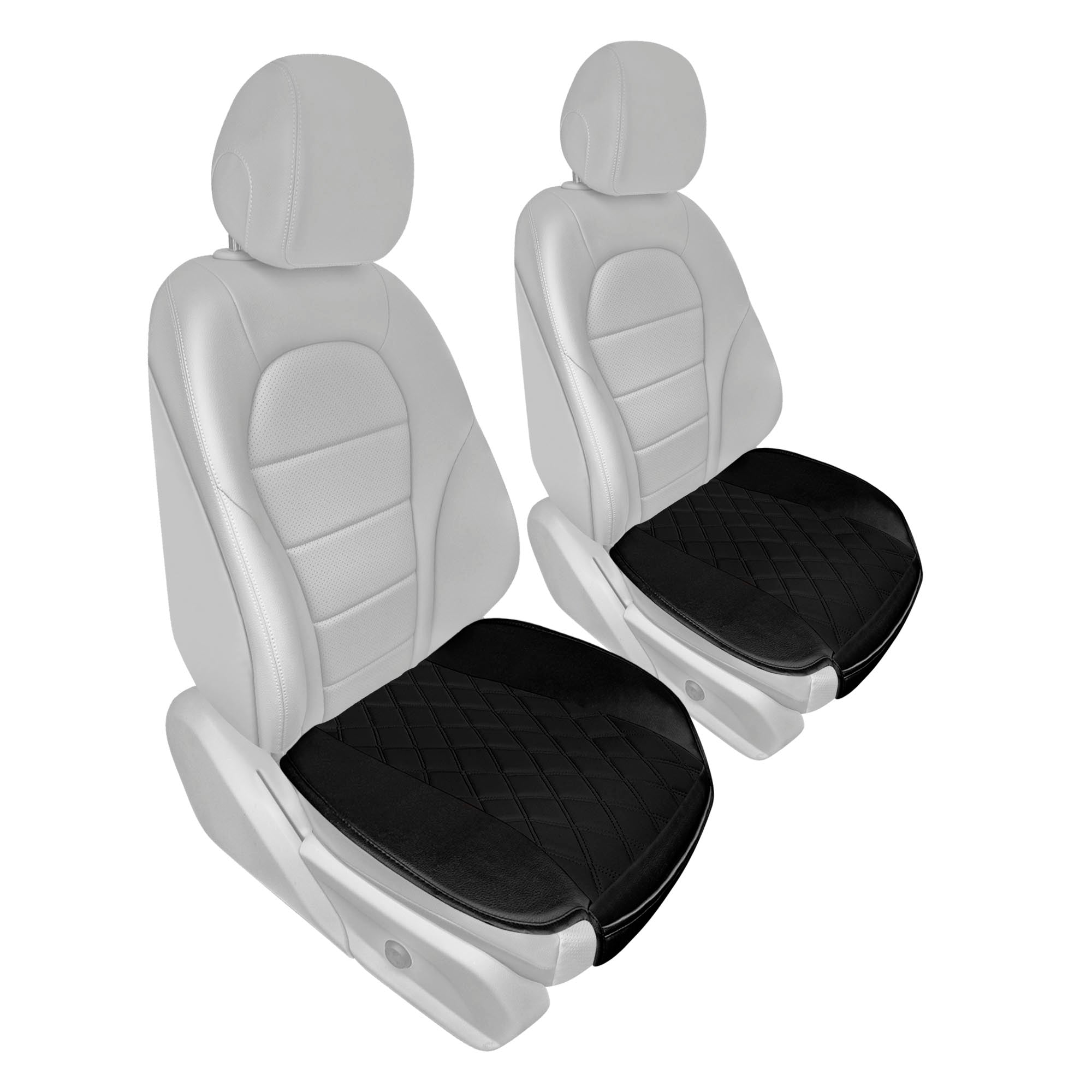 Faux Leather Seat Cushion Pad w/ Front Pocket - Front Set Black