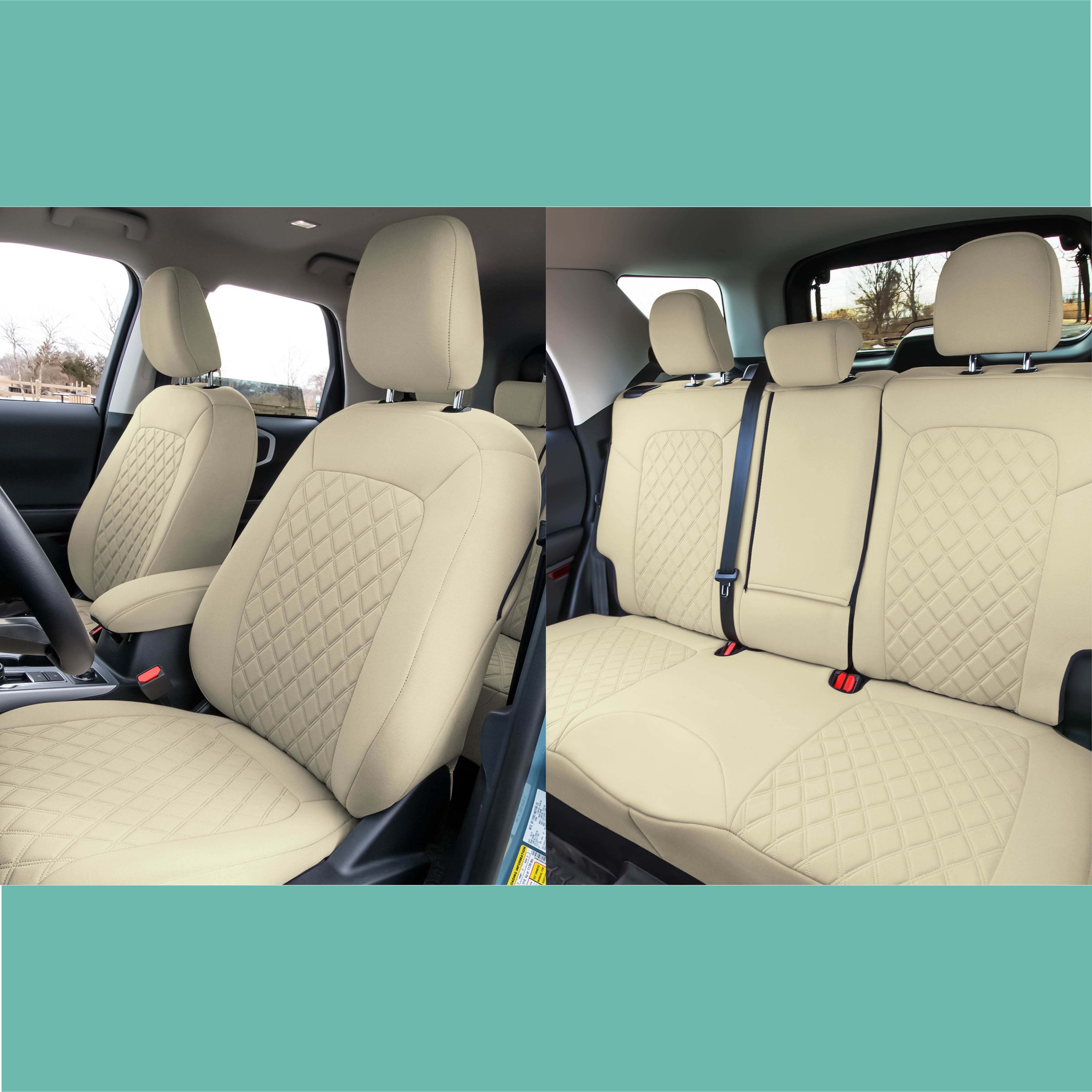 Ford Bronco Sport 2021-2024 - Full Set Seat Covers  -  Solid Beige Ultraflex Neoprene