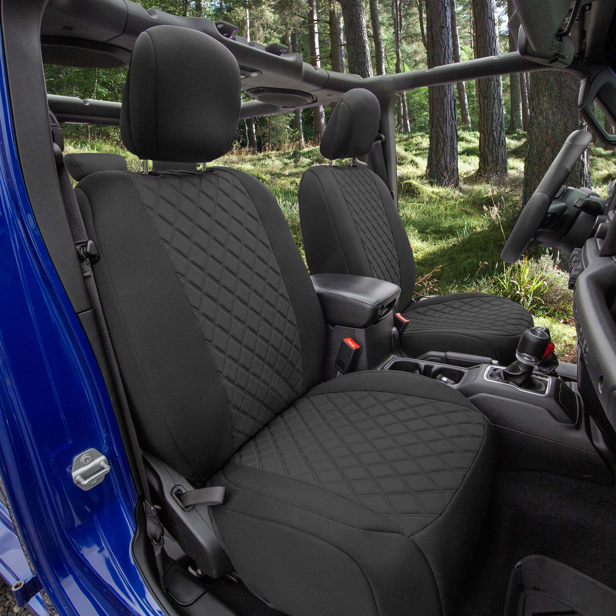 Jeep Wrangler JL 4DR 2018-2021 -  Rear Set Seat Covers - Black Neoprene