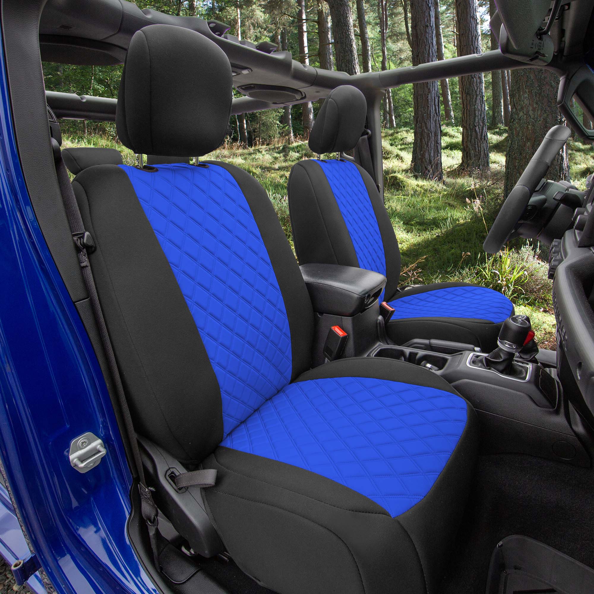 Jeep Wrangler JL 4DR 2018-2021 -  Rear Set Seat Covers - Blue Neoprene