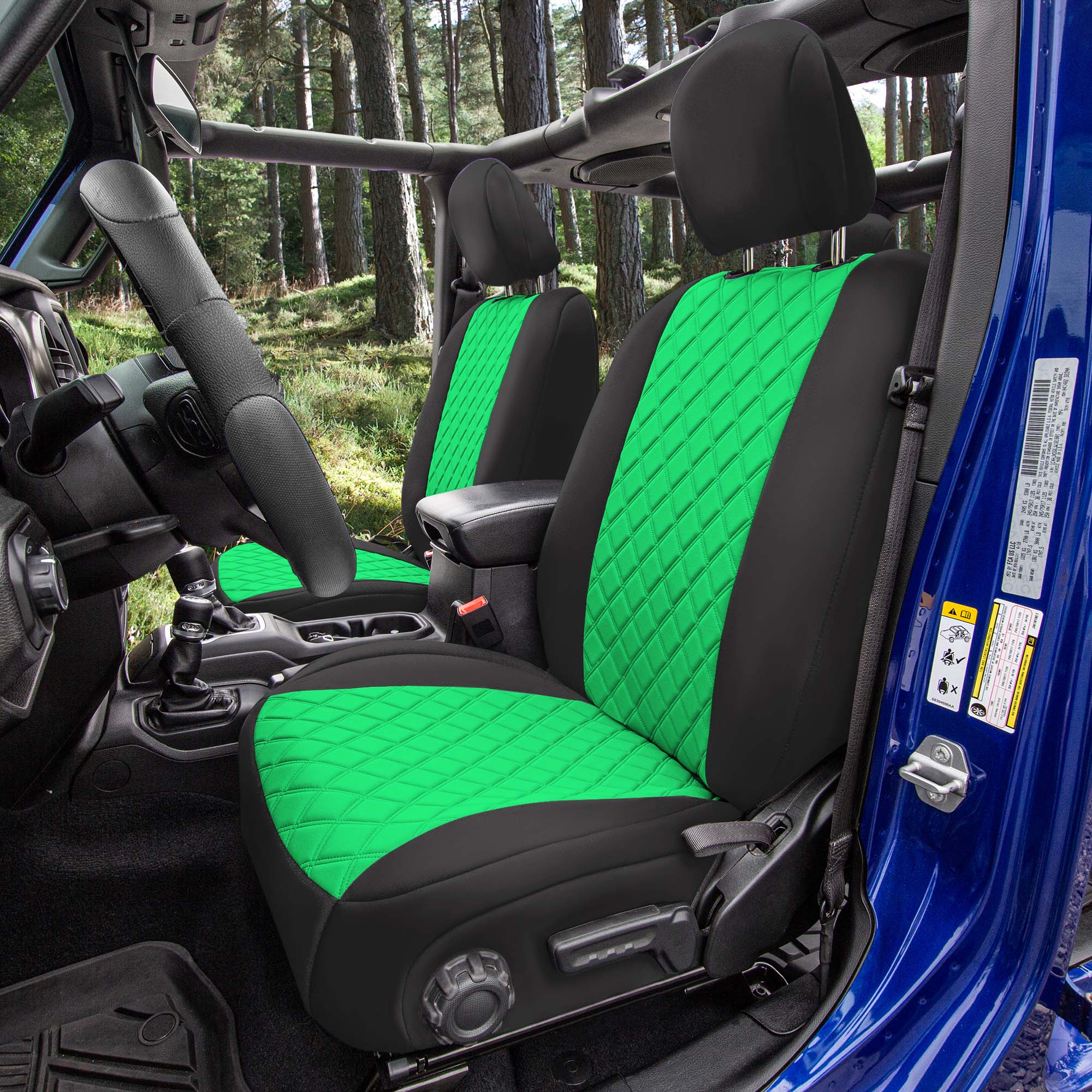 Jeep Wrangler JL 2018-2024 -  Front Set Seat Covers - Green Ultraflex Neoprene