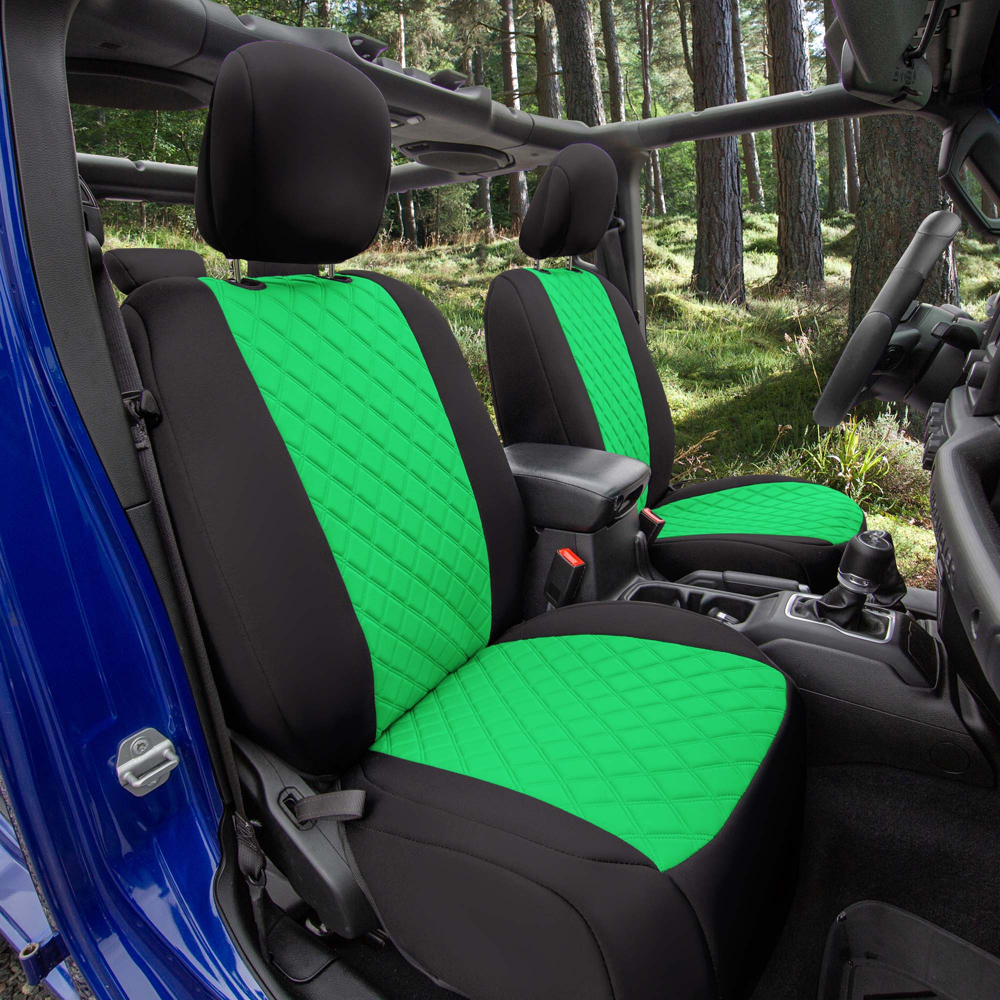 Jeep Wrangler JL 4DR 2018-2021 -  Rear Set Seat Covers - Green Neoprene