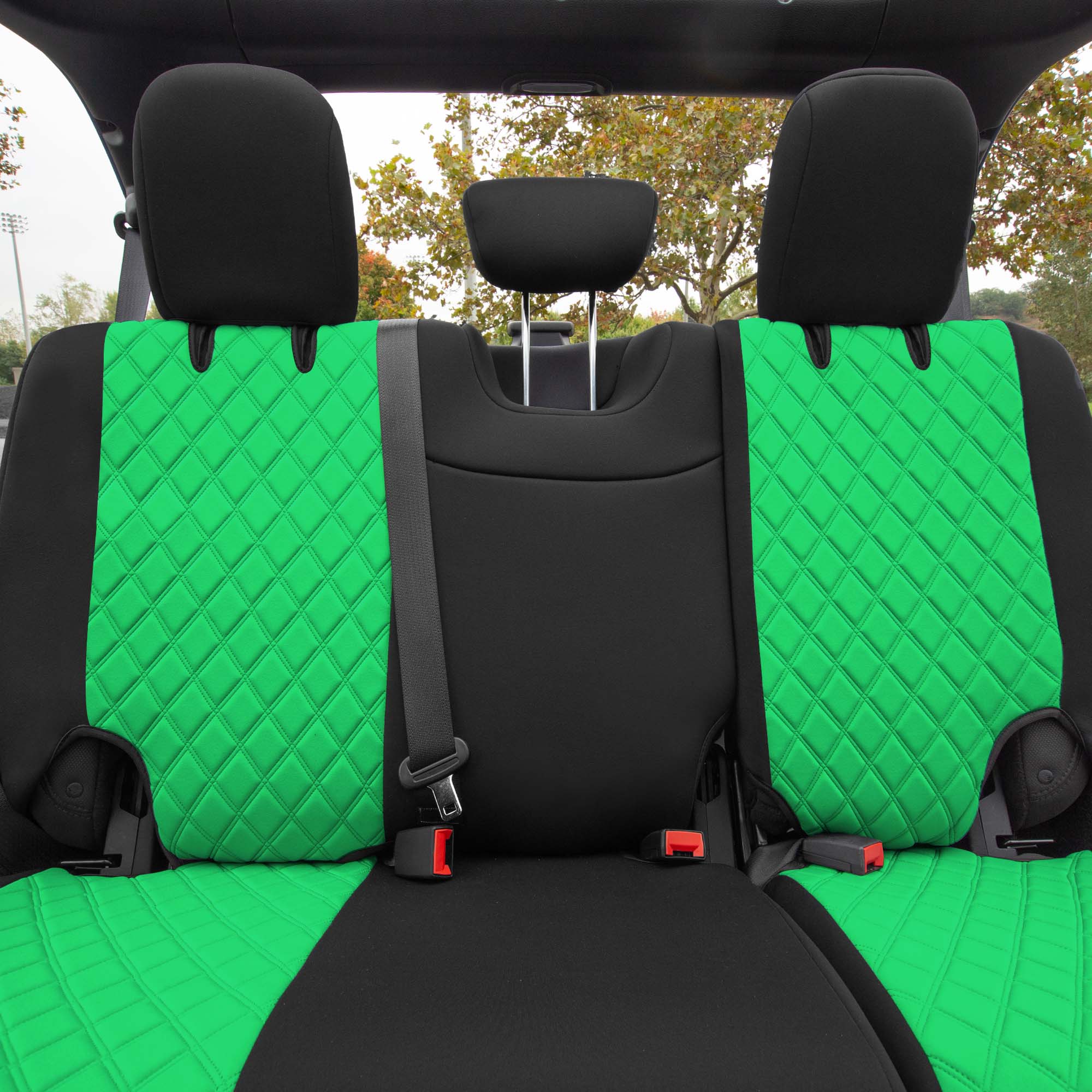 Jeep Wrangler JL 4-Door 2018-2024 -  Rear Set Seat Covers - Green Ultraflex Neoprene
