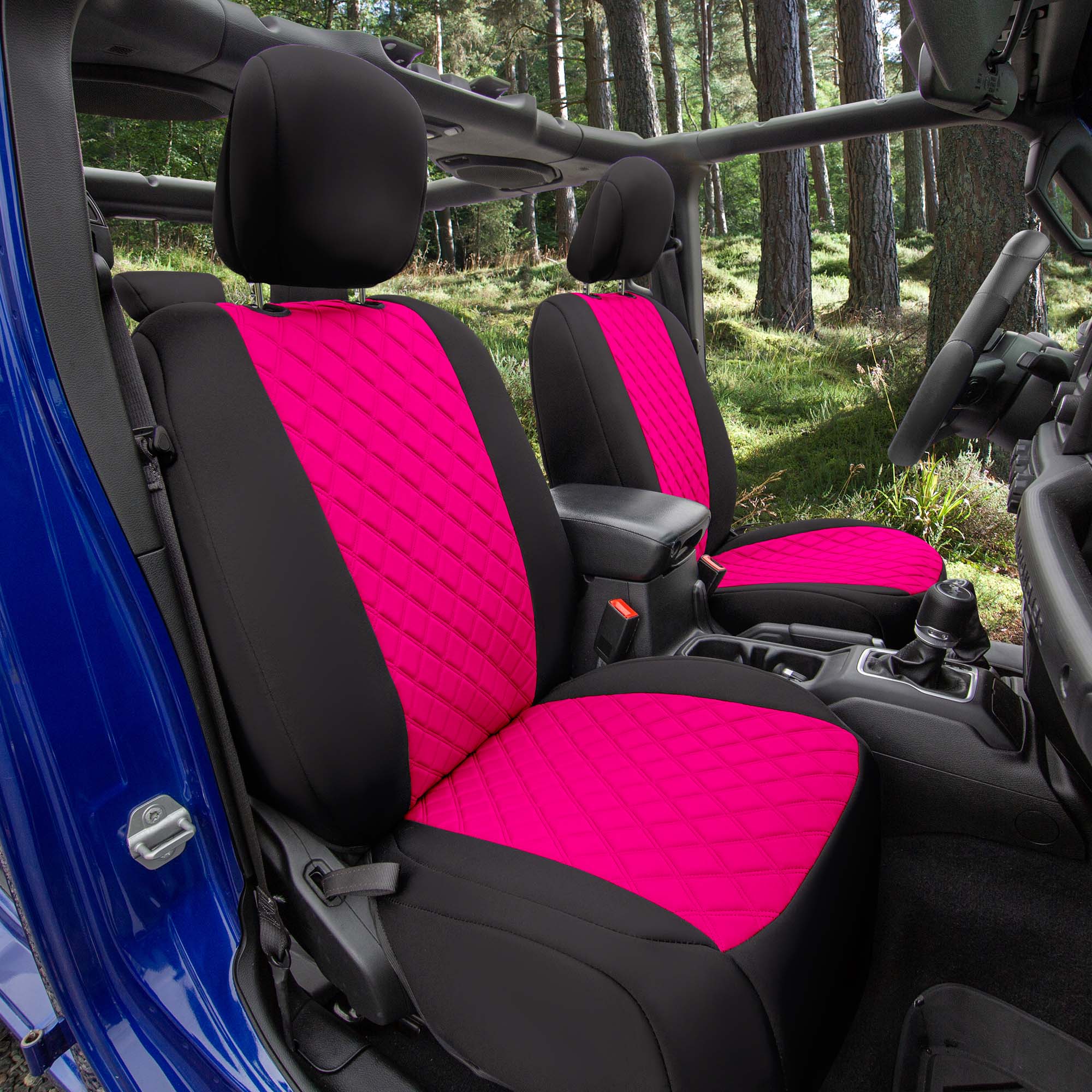 Jeep Wrangler JL 4DR 2018-2021 -  Rear Set Seat Covers - Pink Neoprene
