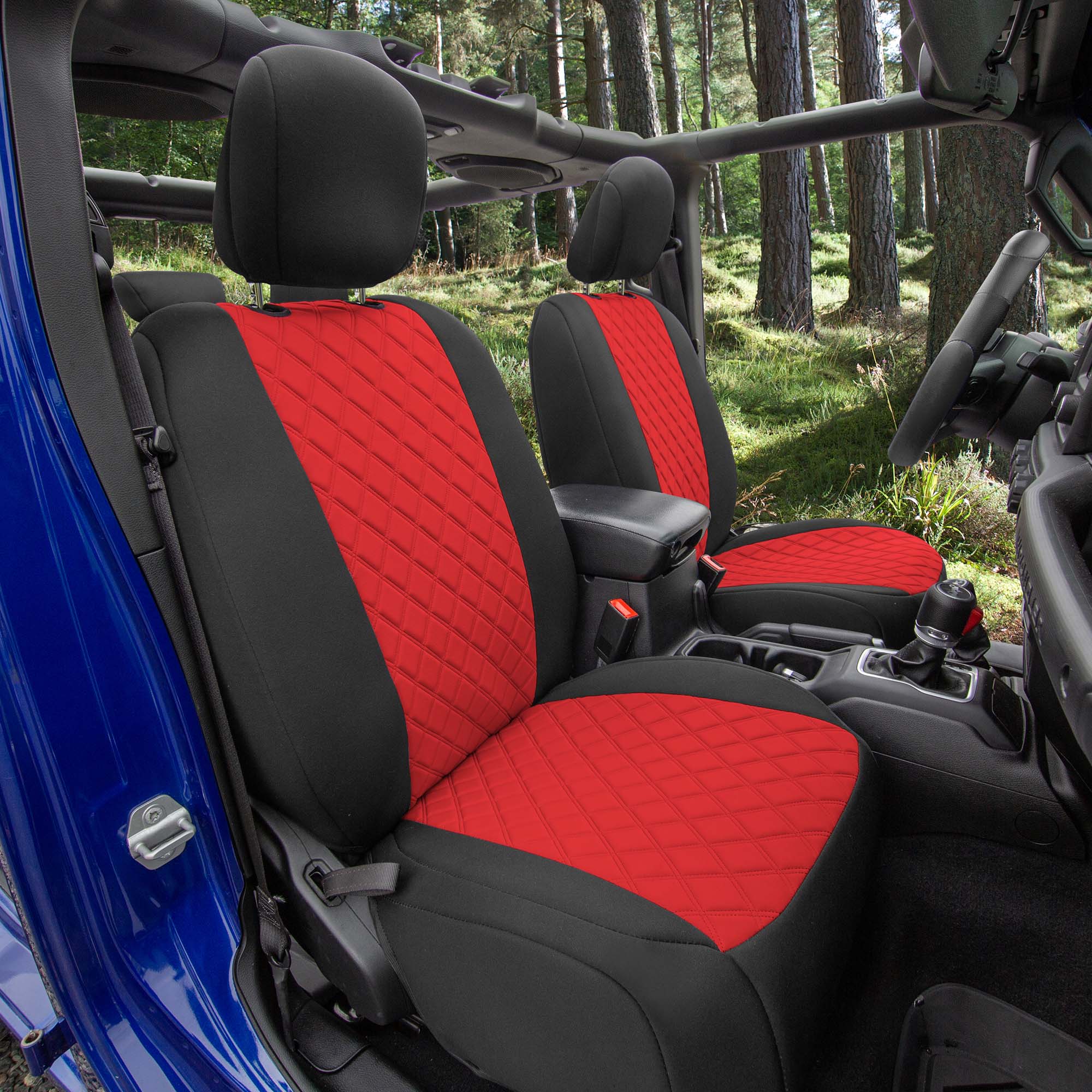 Jeep Wrangler JL 4DR 2018-2021 -  Rear Set Seat Covers - Red Neoprene