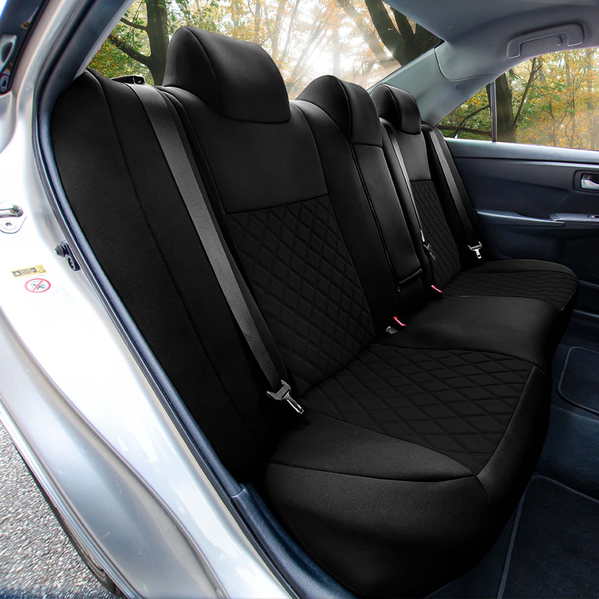 Toyota Camry LE | SE | XSE | XLE  2012-2017 - Rear Set Seat Covers - Black Ultraflex Neoprene