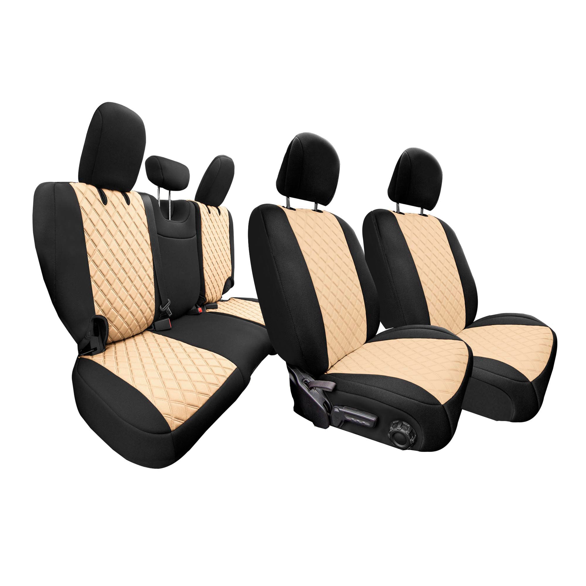 Jeep Wrangler JL 4-Door 2018-2024 -  Full Set Seat Covers - Beige Ultraflex Neoprene