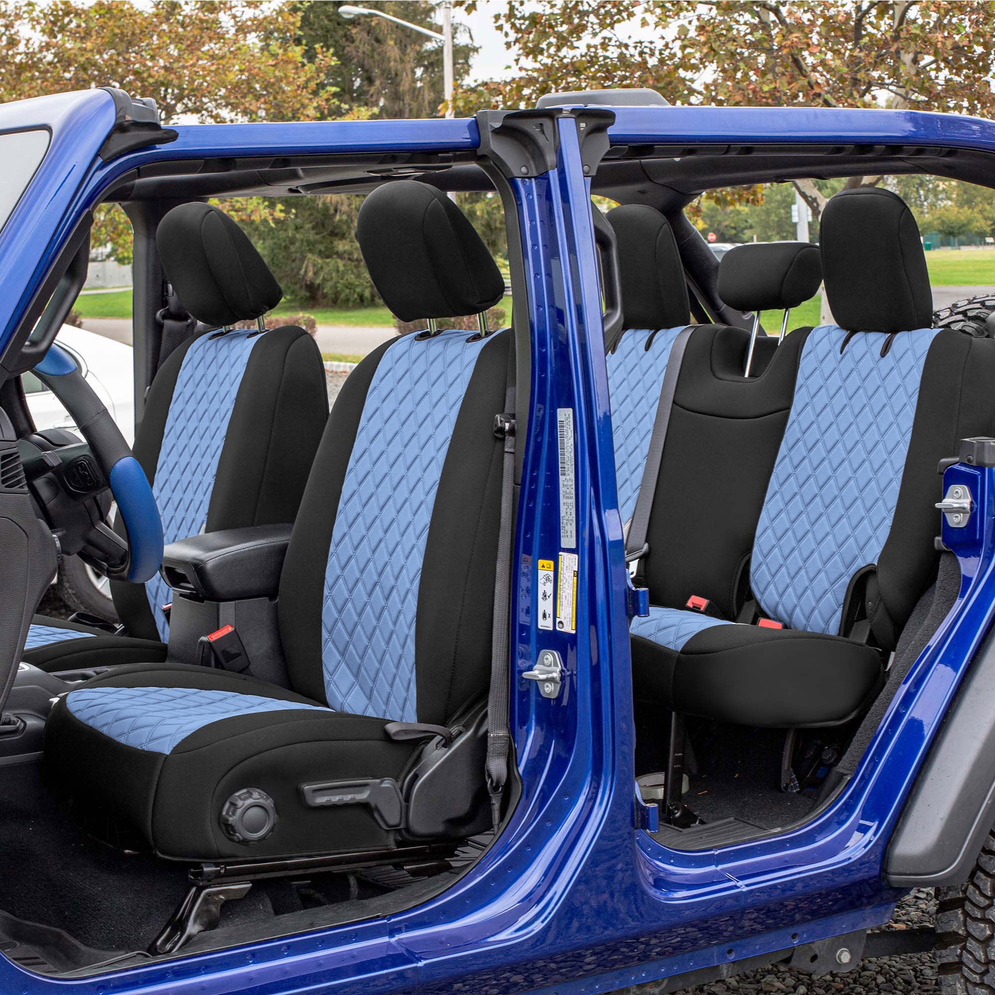 Jeep Wrangler JL 4-Door 2018-2024 -  Full Set Seat Covers - Blue Ultraflex Neoprene