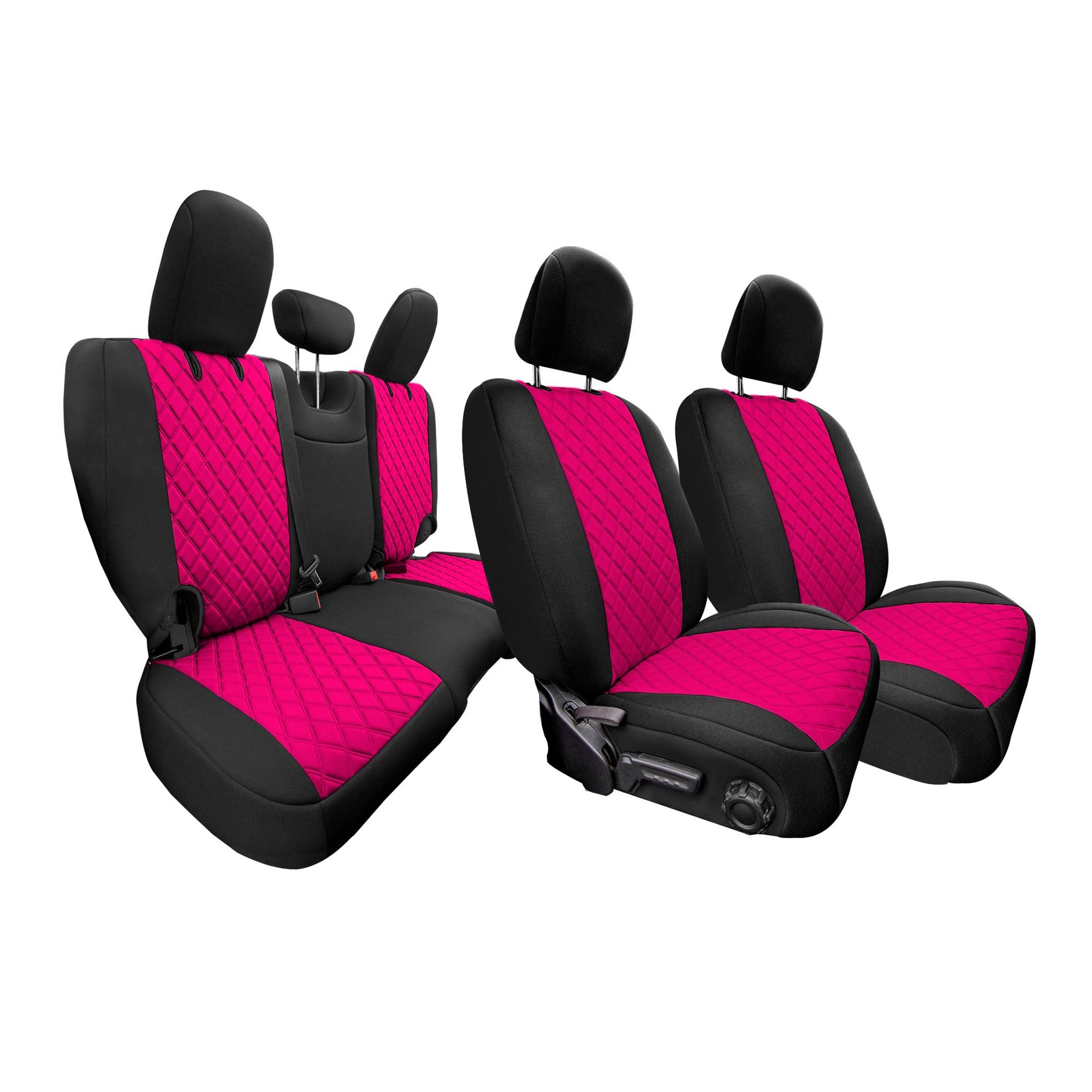Jeep Wrangler JL 4-Door 2018-2024 -  Full Set Seat Covers - Pink Ultraflex Neoprene
