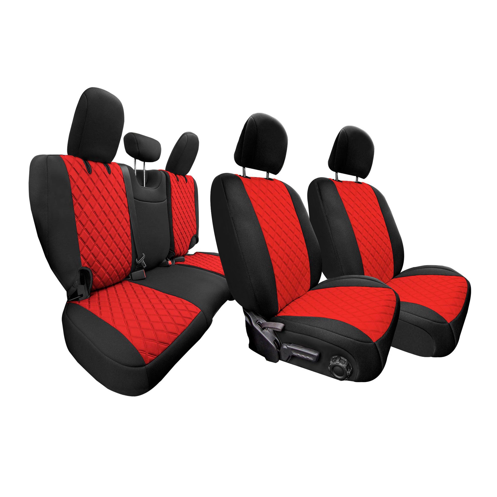Jeep Wrangler JL 4-Door 2018-2024 -  Full Set Seat Covers - Red Ultraflex Neoprene
