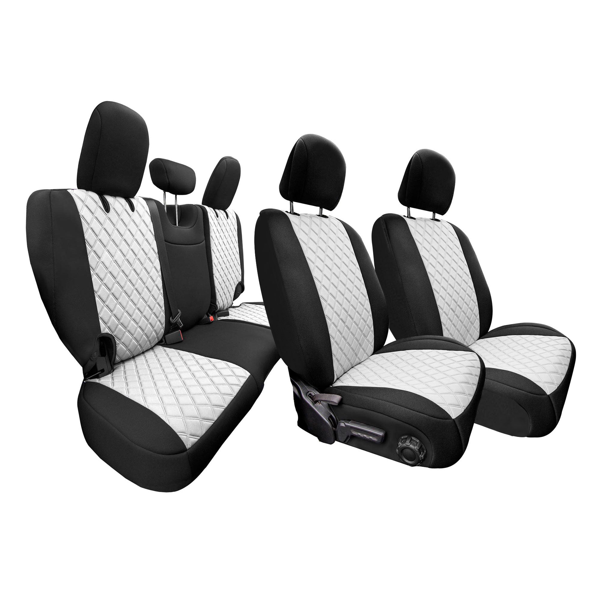 Jeep Wrangler JL 4-Door 2018-2024 -  Full Set Seat Covers - White Ultraflex Neoprene