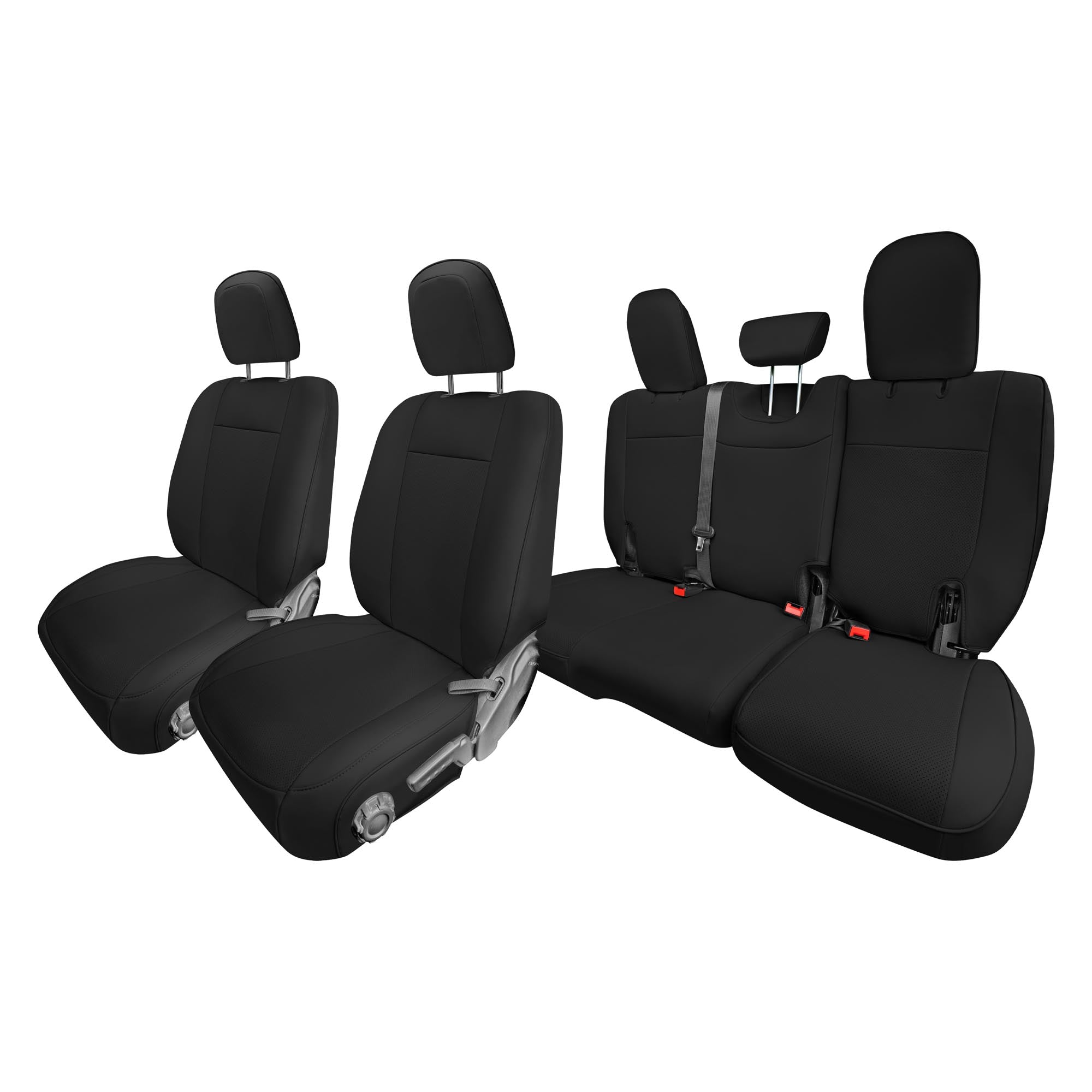 Jeep Wrangler JL 4-Door 2018-2023 -  Full Set Seat Covers - Black Faux Leather