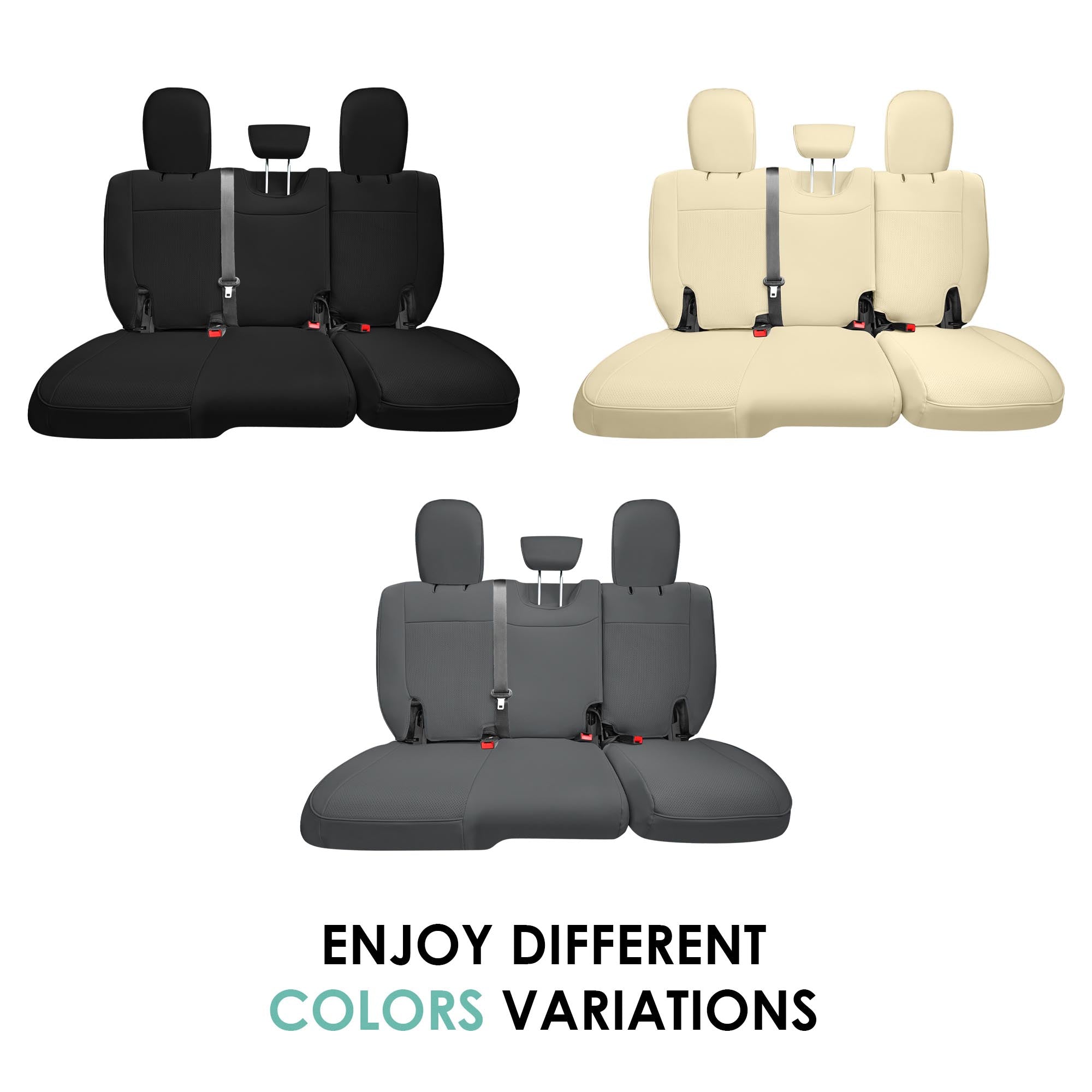 Jeep Wrangler JL 4-Door 2018-2023 -  Rear Set Seat Covers - Gray Faux Leather