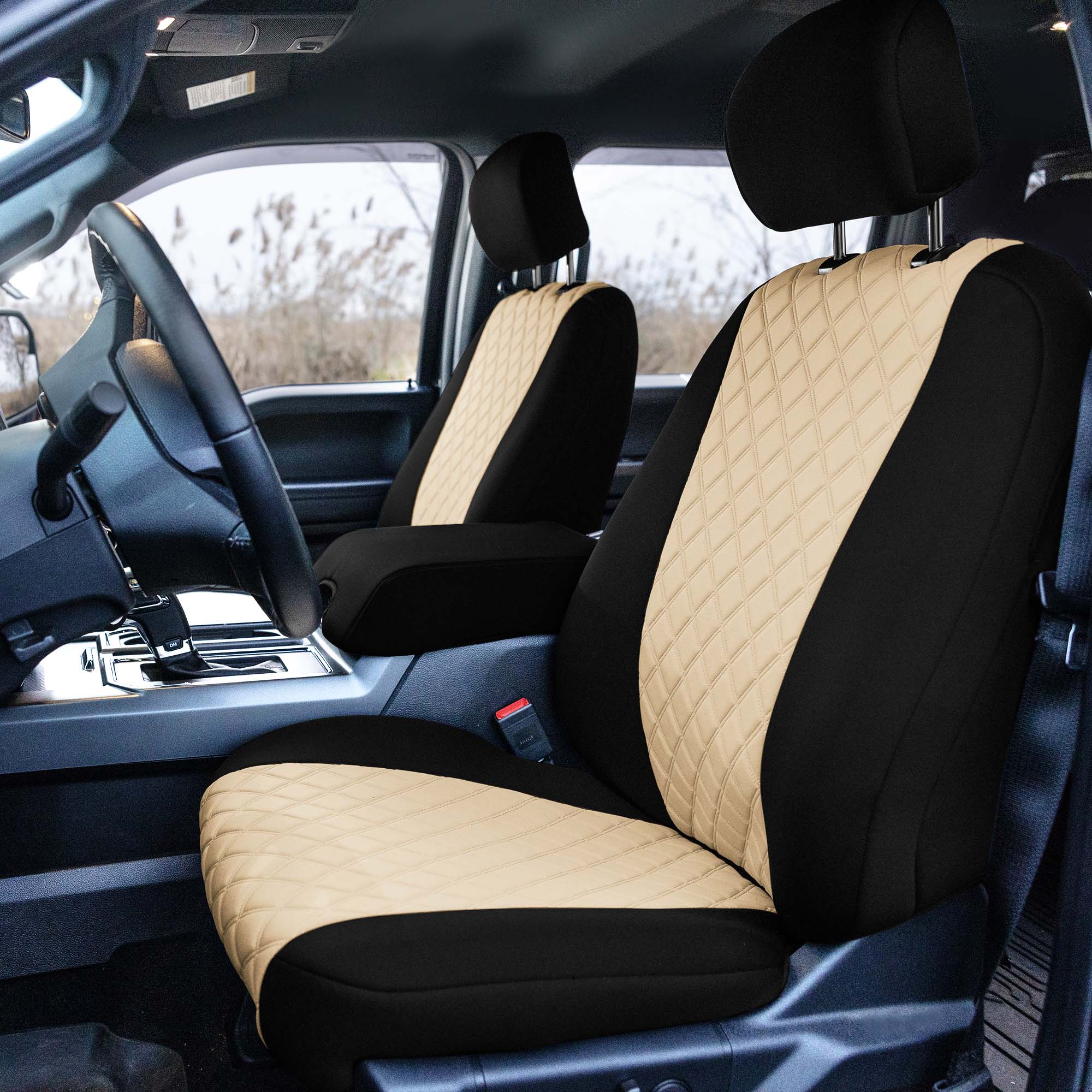 Ford F-150 2015-2024  - Ford F-250 F-350 F-450 2017-2022 - Front Set Seat Covers - Beige Ultraflex Neoprene