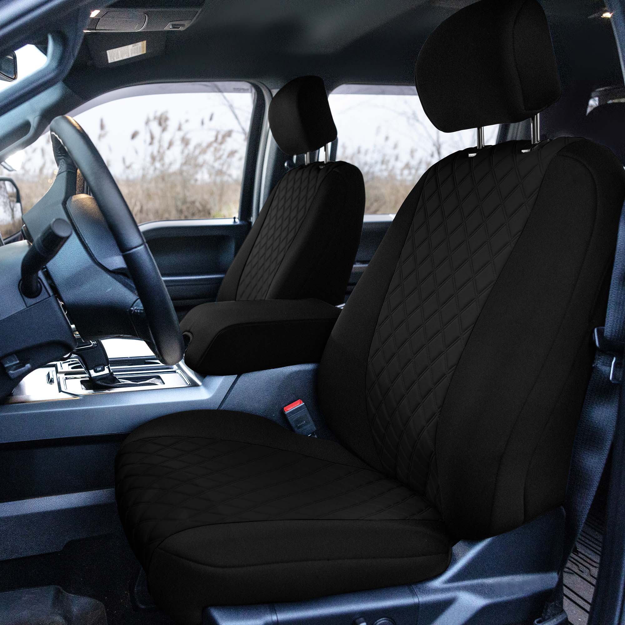 Ford F-150 2015-2024  - Ford F-250 F-350 F-450 2017-2022 - Front Set Seat Covers - Black Ultraflex Neoprene