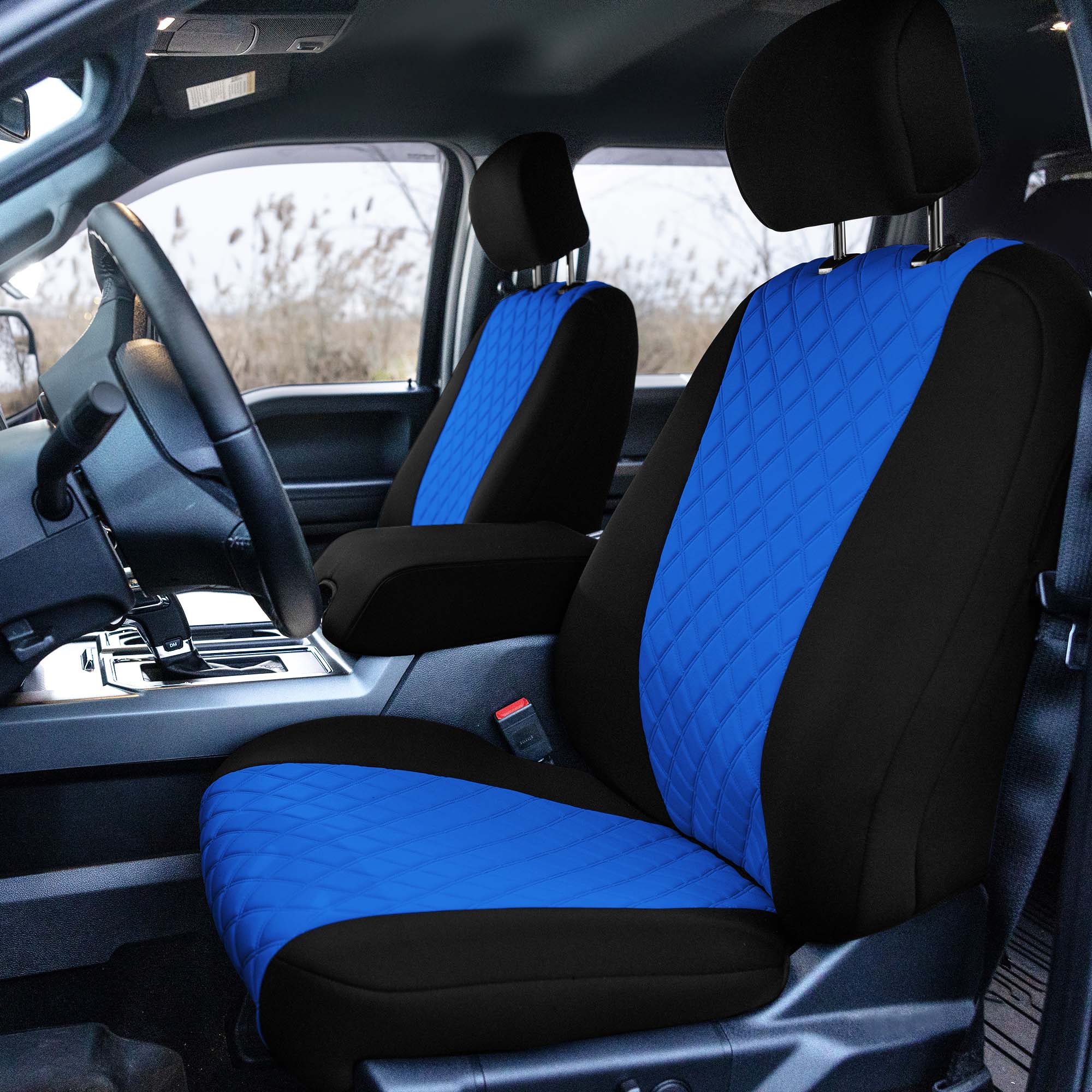 Ford F-150 2015-2024  - Ford F-250 F-350 F-450 2017-2022 - Front Set Seat Covers - Blue Ultraflex Neoprene