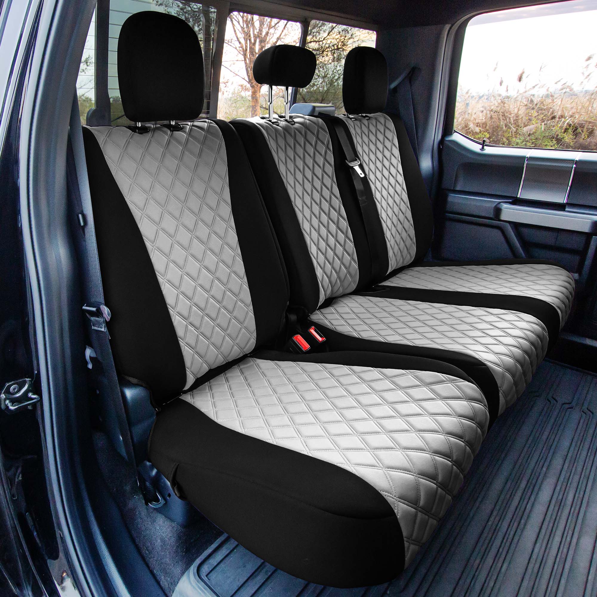 Ford F-150 2015-2024  - Ford F-250 F-350 F-450 2017-2022 - Rear Set Seat Covers - Gray Ultraflex Neoprene