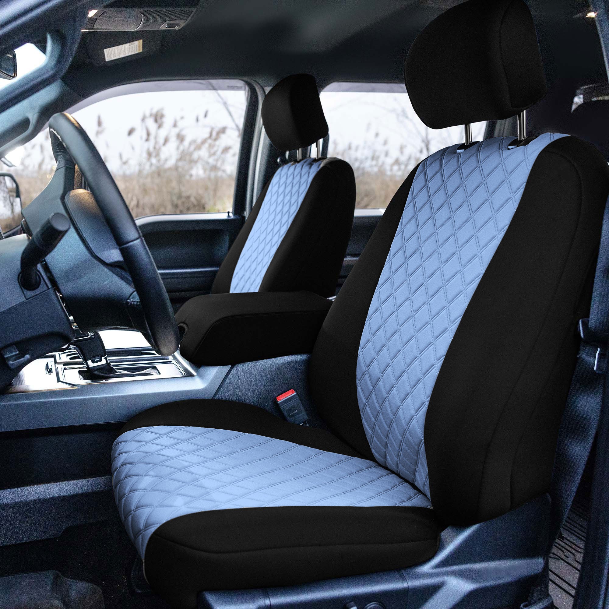 Ford F-150 2015-2024  - Ford F-250 F-350 F-450 2017-2022 - Front Set Seat Covers - Blue Ultraflex Neoprene