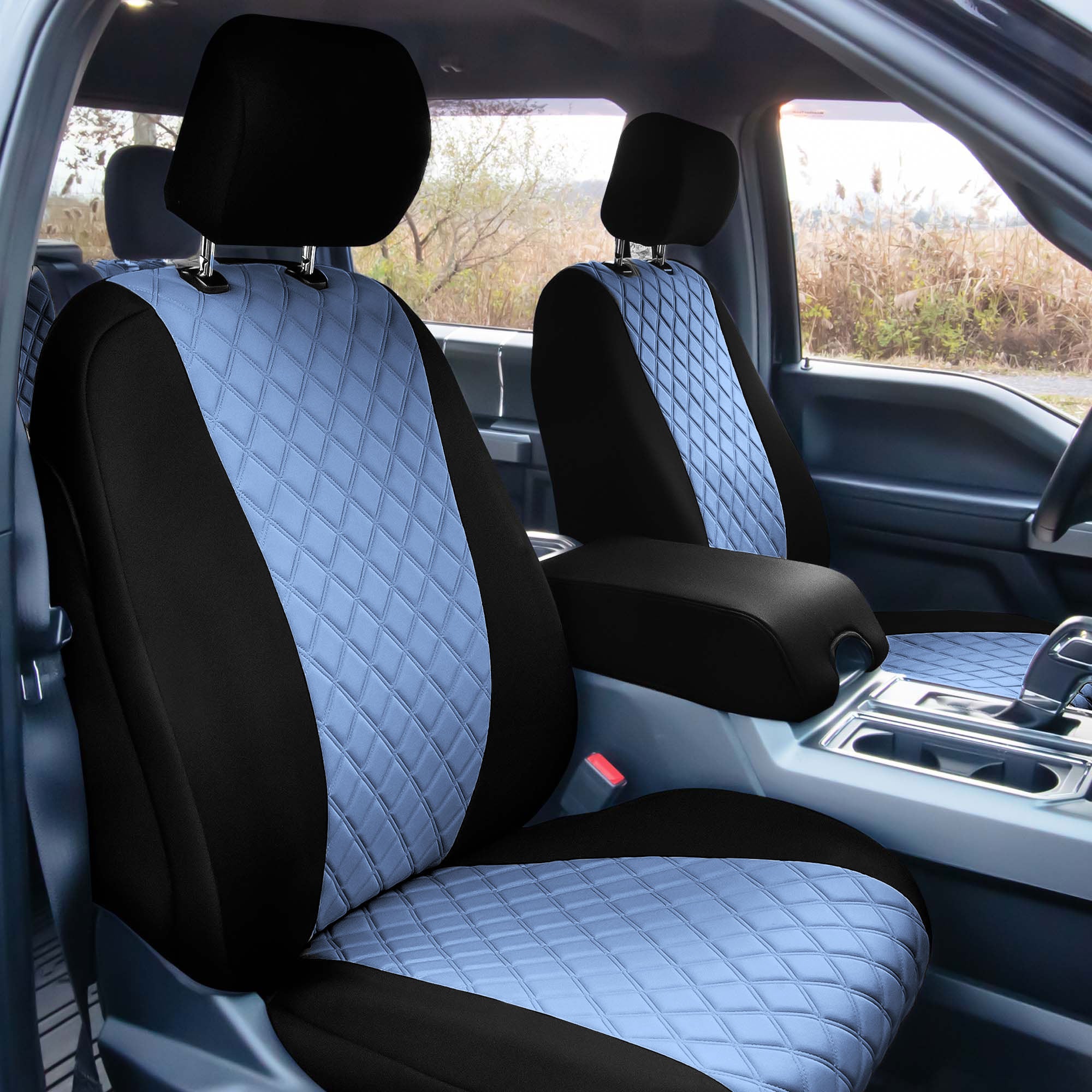 Ford F-150 2015-2024  - Ford F-250 F-350 F-450 2017-2022 - Front Set Seat Covers - Blue Ultraflex Neoprene