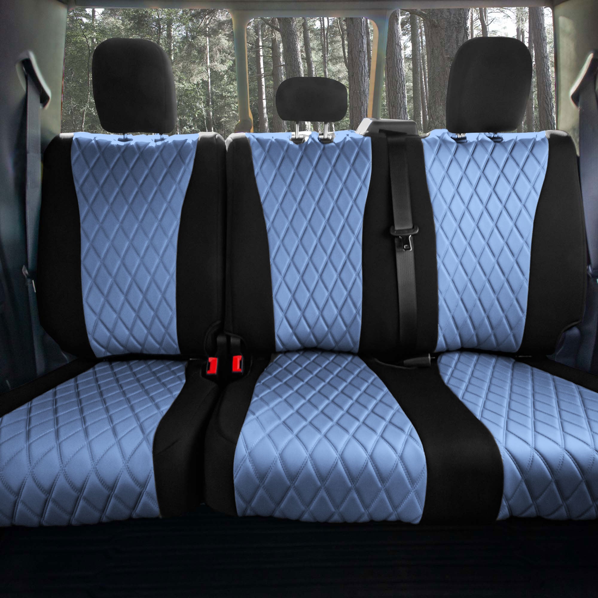 Ford F-150 2015-2024  - Ford F-250 F-350 F-450 2017-2022 - Rear Set Seat Covers - Blue Ultraflex Neoprene