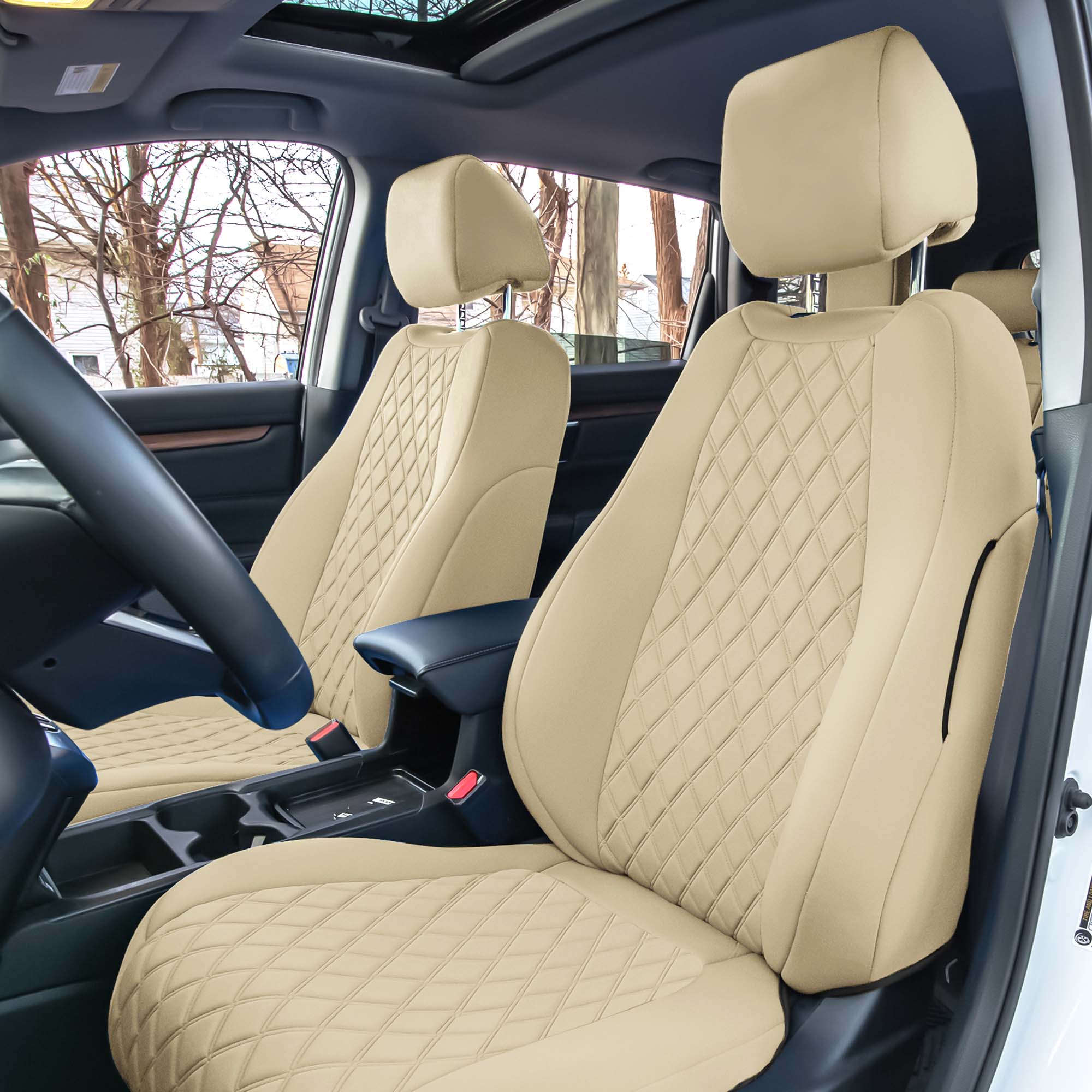 Honda CR-V 2017-2022 - Front Set Seat Covers -  Solid Beige Ultraflex Neoprene