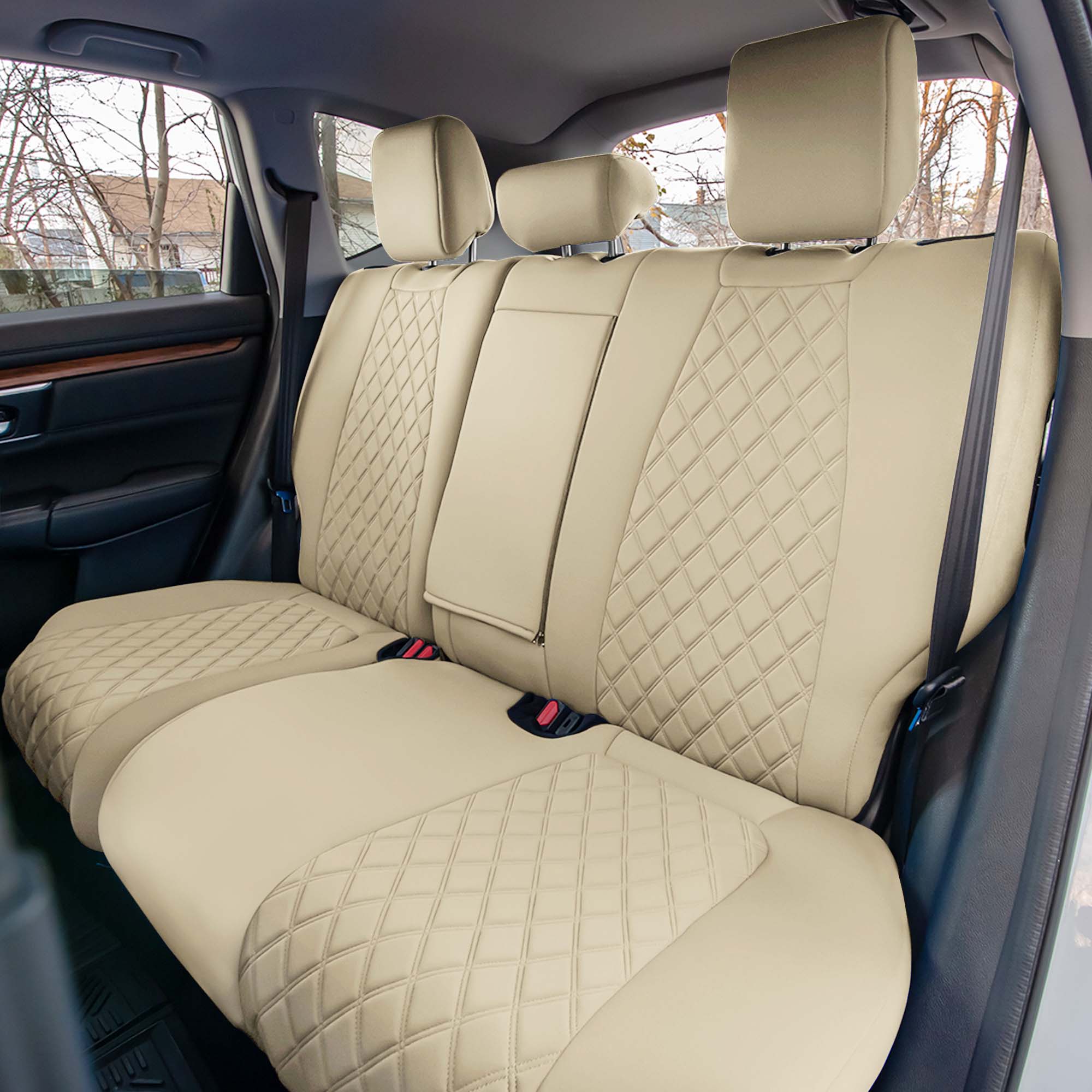 Honda CR-V 2017-2022 - Rear Row Set Seat Covers -  Solid Beige Ultraflex Neoprene