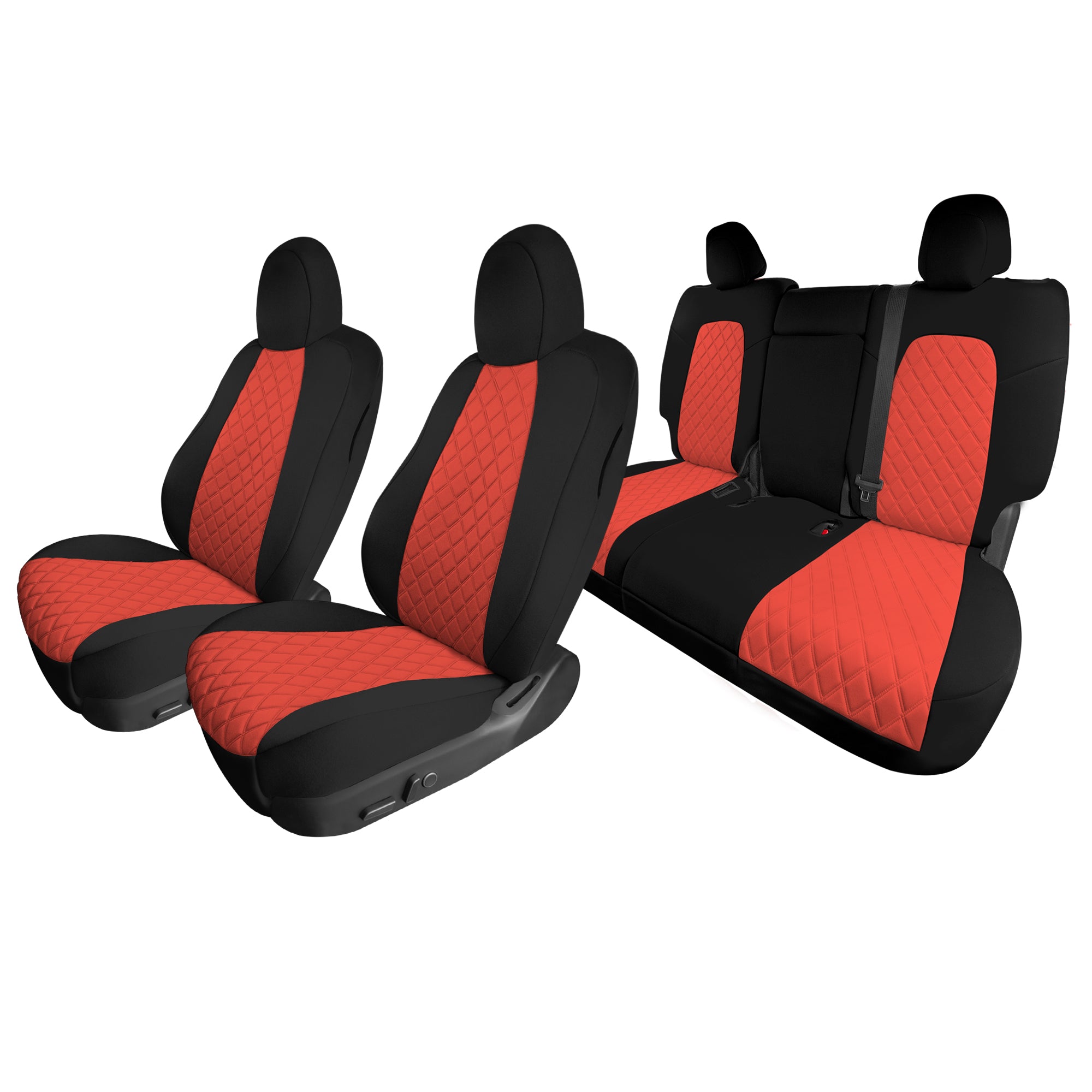 Tesla Model Y 2020-2024 - Full Set Seat Covers - Red/Black Ultraflex Neoprene