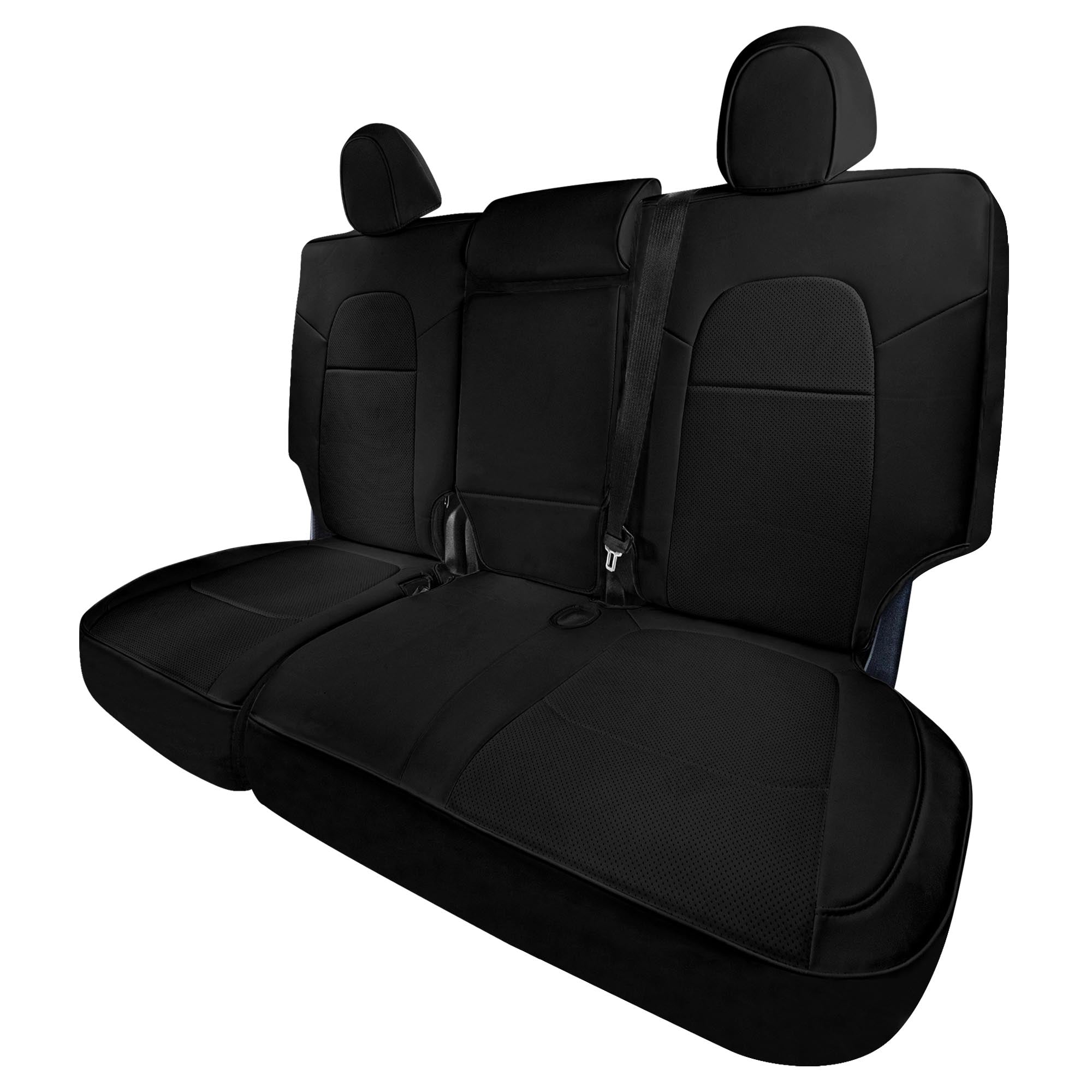 Tesla Model Y 2020 - 2024 - Rear Set Seat Covers - Black Faux Leather