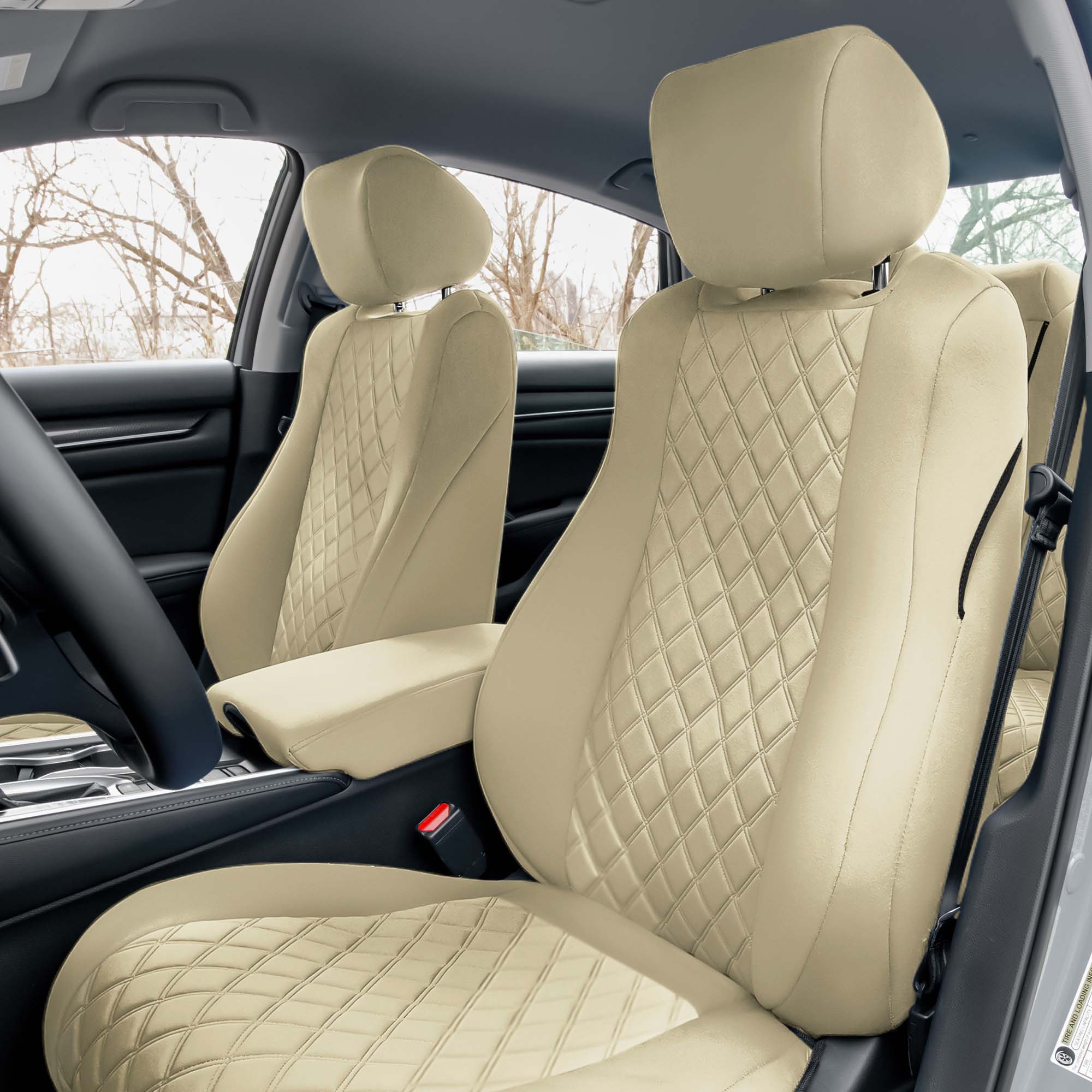 Honda Accord 2018 - 2022 Sport | Sport SE | EX| EX-L | Touring - Front Set Seat Covers - Solid Beige Ultraflex Neoprene