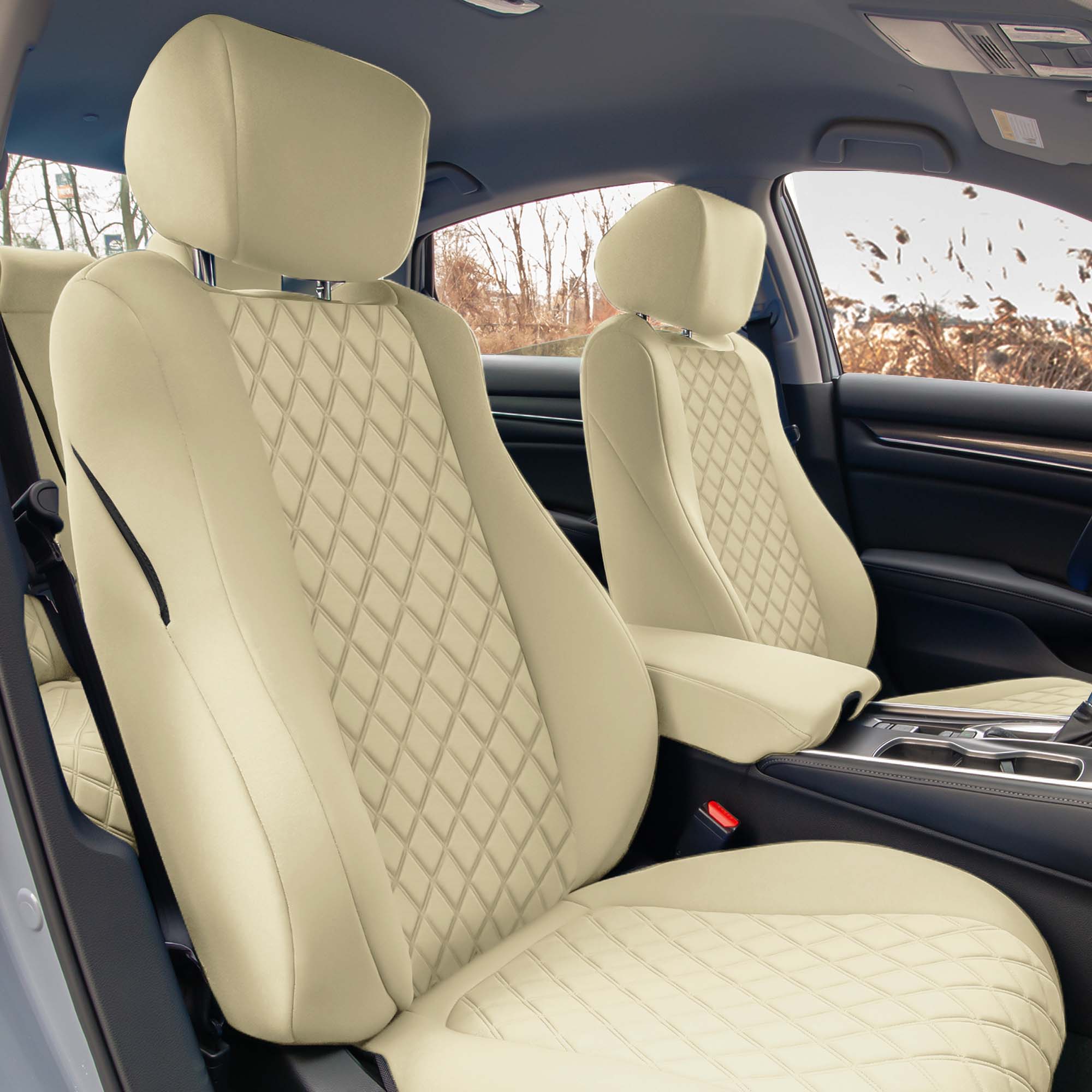 Honda Accord - 2018 - 2022 - Front Set Seat Covers - Solid Beige Ultraflex Neoprene