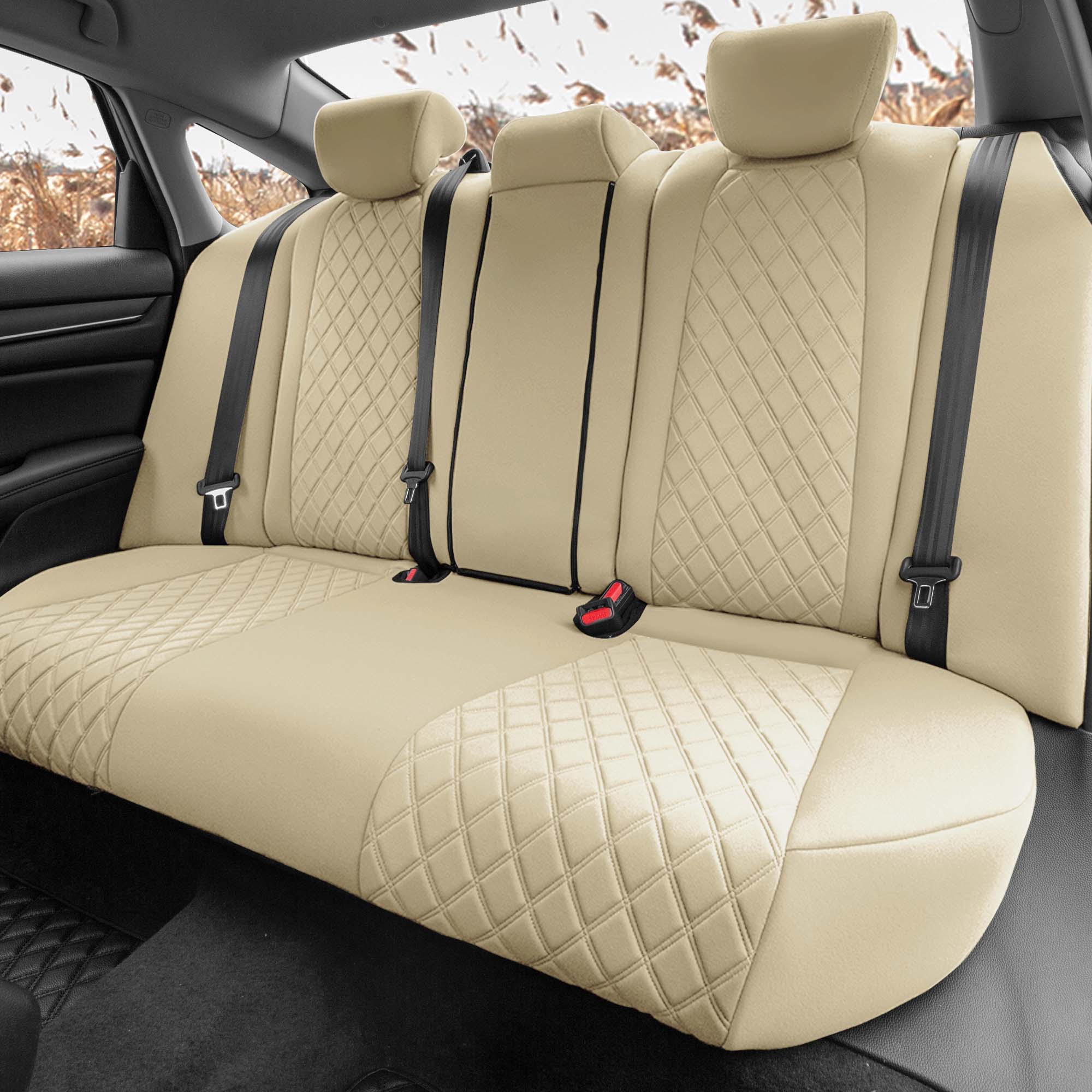 Honda Accord 2018 - 2022 Sport | Sport SE | EX| EX-L | Touring - Rear Set Seat Covers - Solid Beige Ultraflex Neoprene
