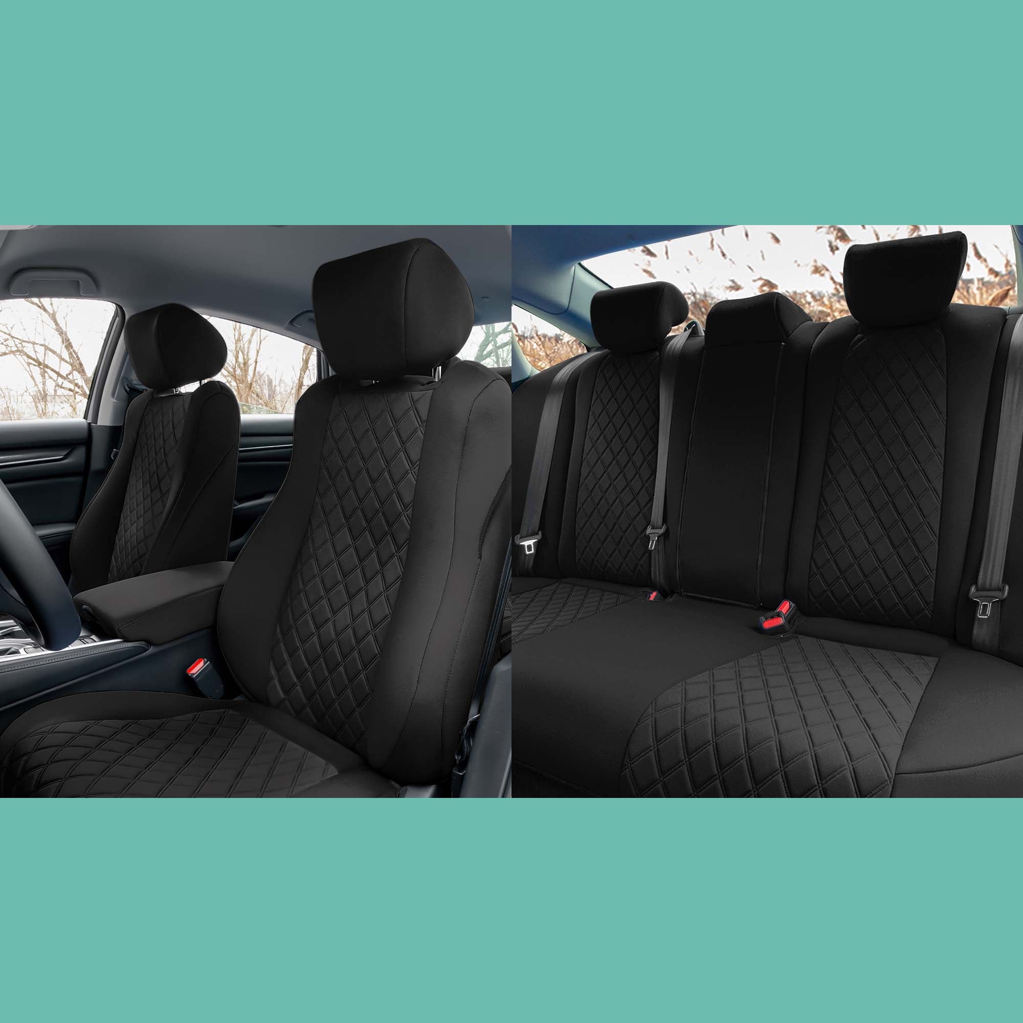 Honda Accord 2018 - 2022 Sport | Sport SE | EX| EX-L | Touring - Full Set Seat Covers - Black Ultraflex Neoprene