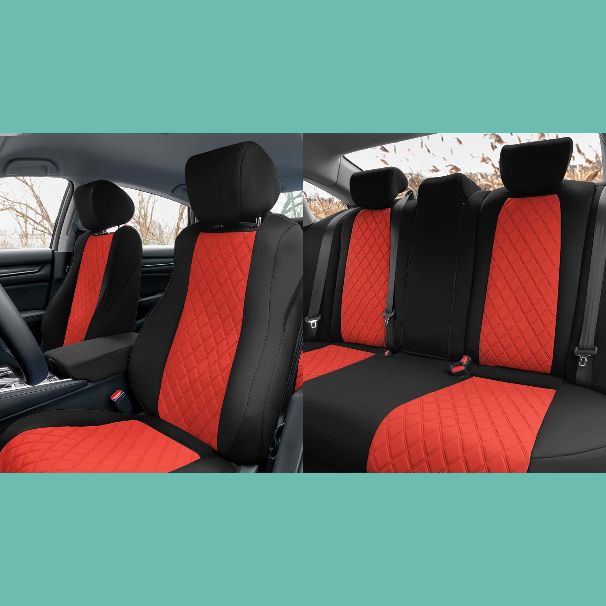 Honda Accord - 2018 - 2022 - Full Set Seat Covers - Red Ultraflex Neoprene