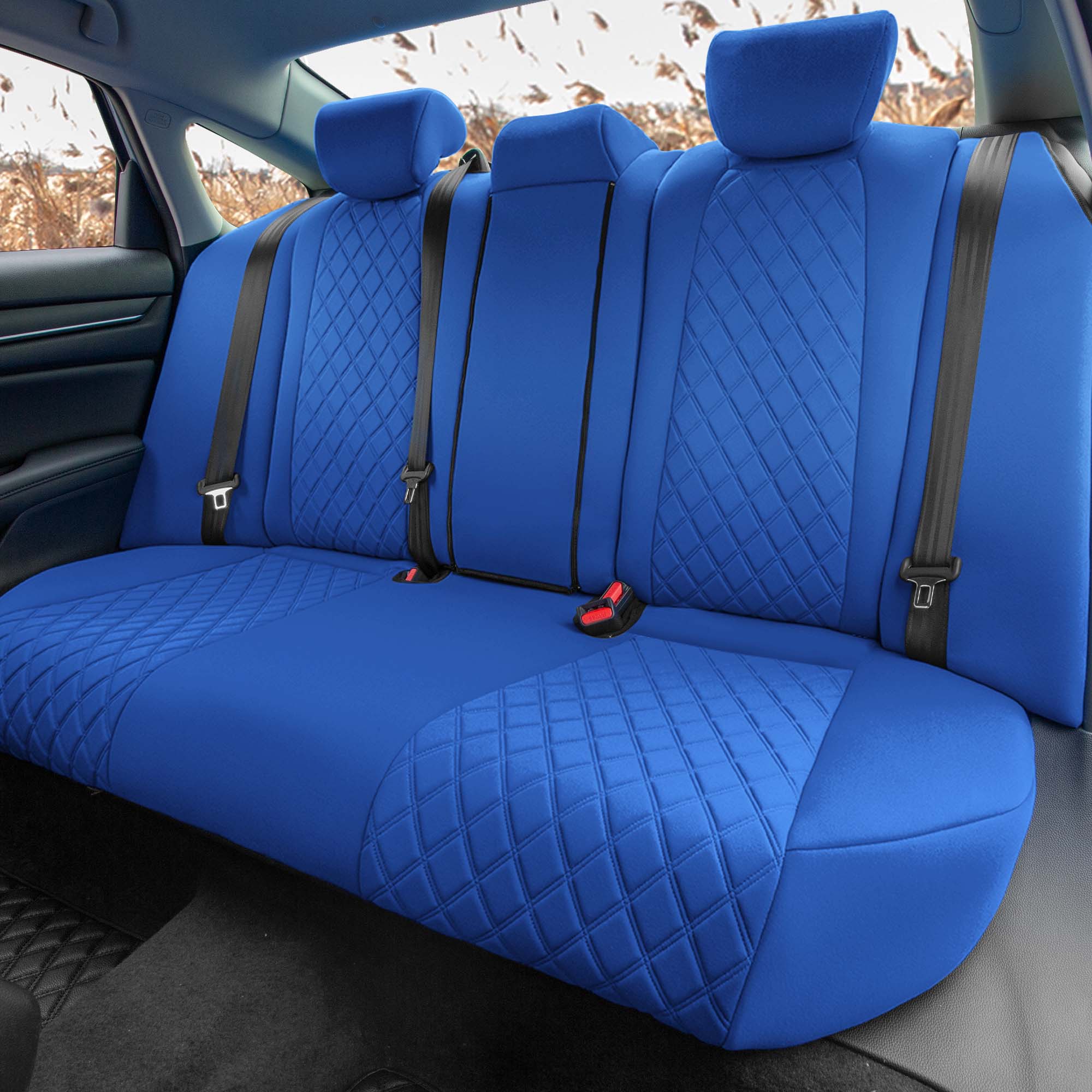 Honda Accord - 2018 - 2022   - Rear Set Seat Covers - Solid Blue Ultraflex Neoprene