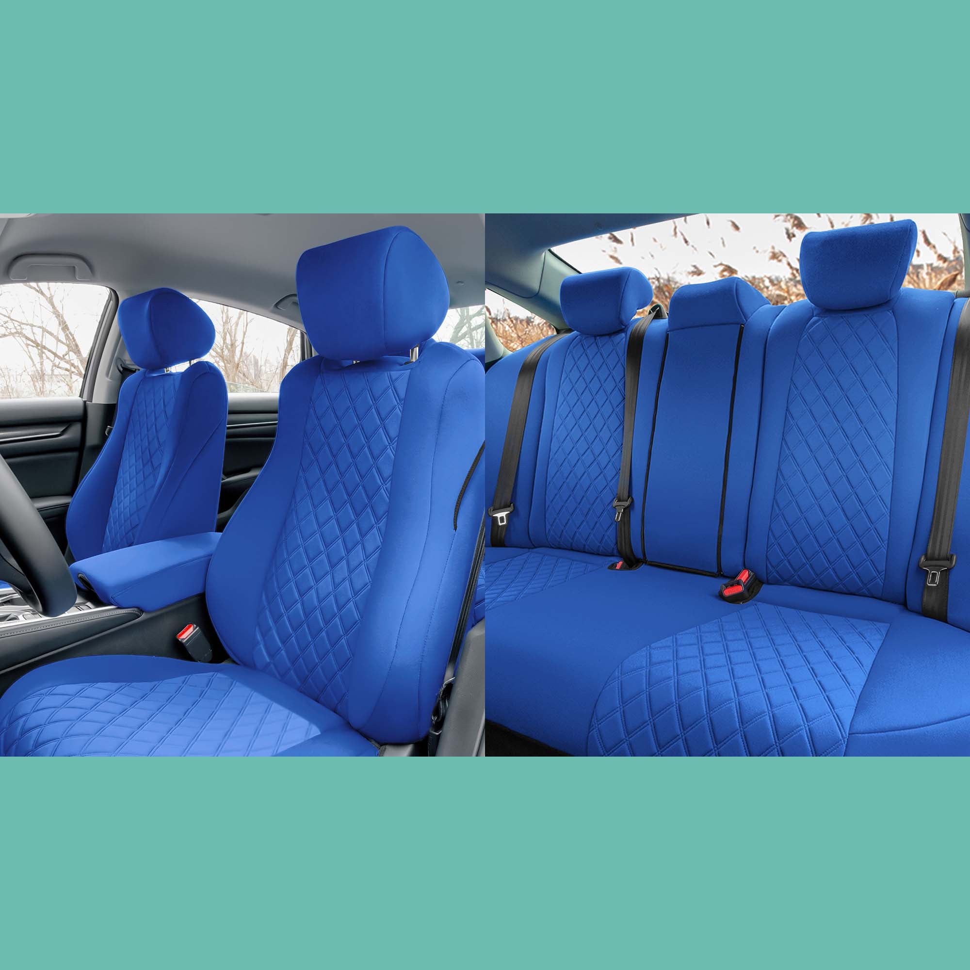 Honda Accord - 2018 - 2022 - Full Set Seat Covers - Solid Blue Ultraflex Neoprene