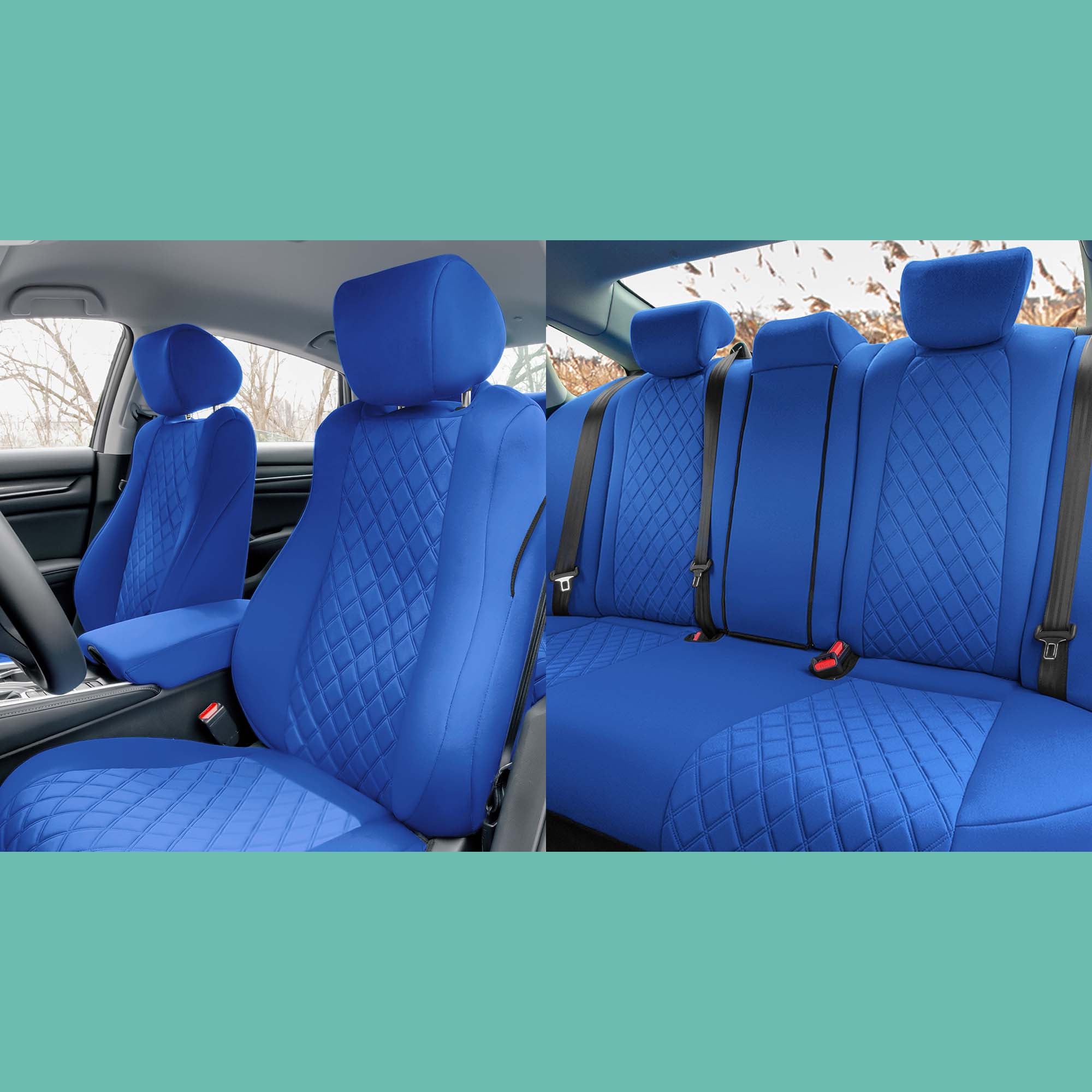 Honda Accord 2018 - 2022 Sport | Sport SE | EX| EX-L | Touring - Full Set Seat Covers - Solid Blue Ultraflex Neoprene