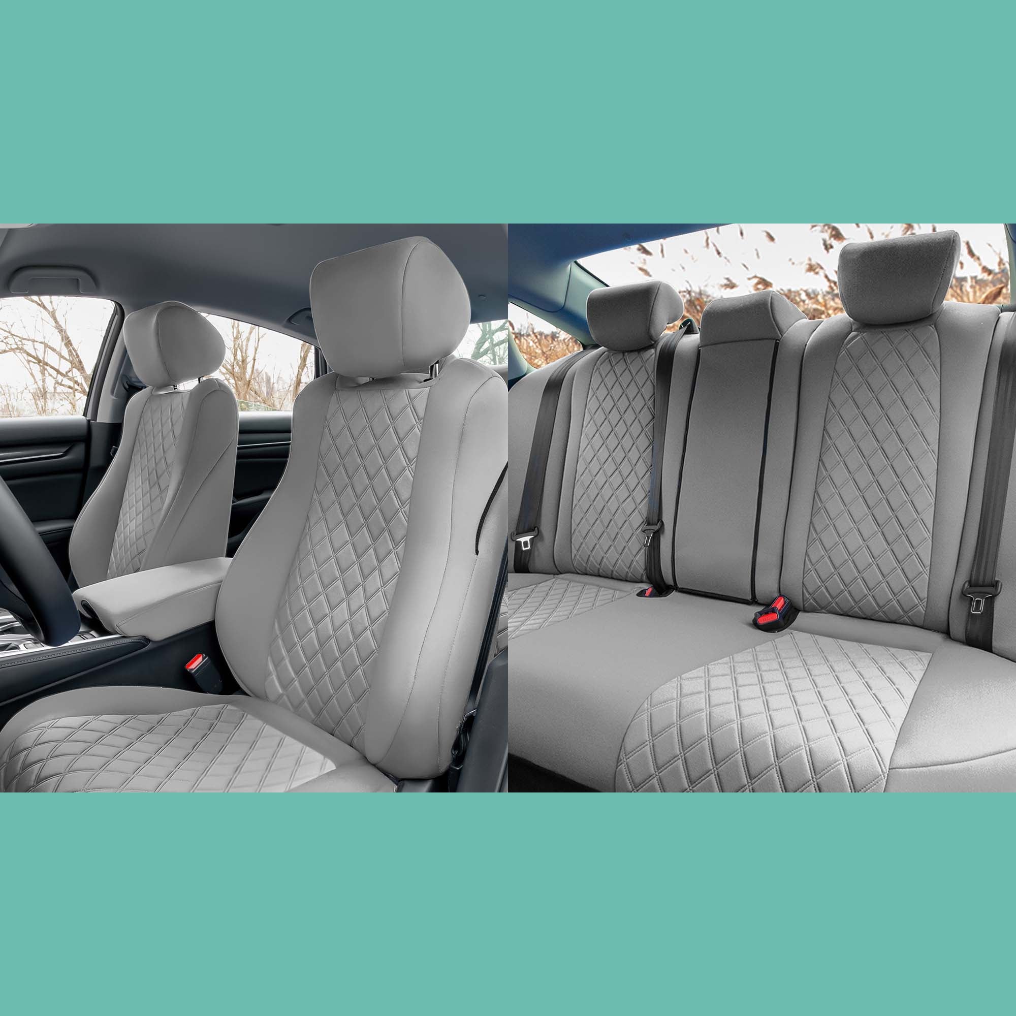 Honda Accord 2018 - 2022 Sport | Sport SE | EX| EX-L | Touring - Full Set Seat Covers - Solid Gray Ultraflex Neoprene