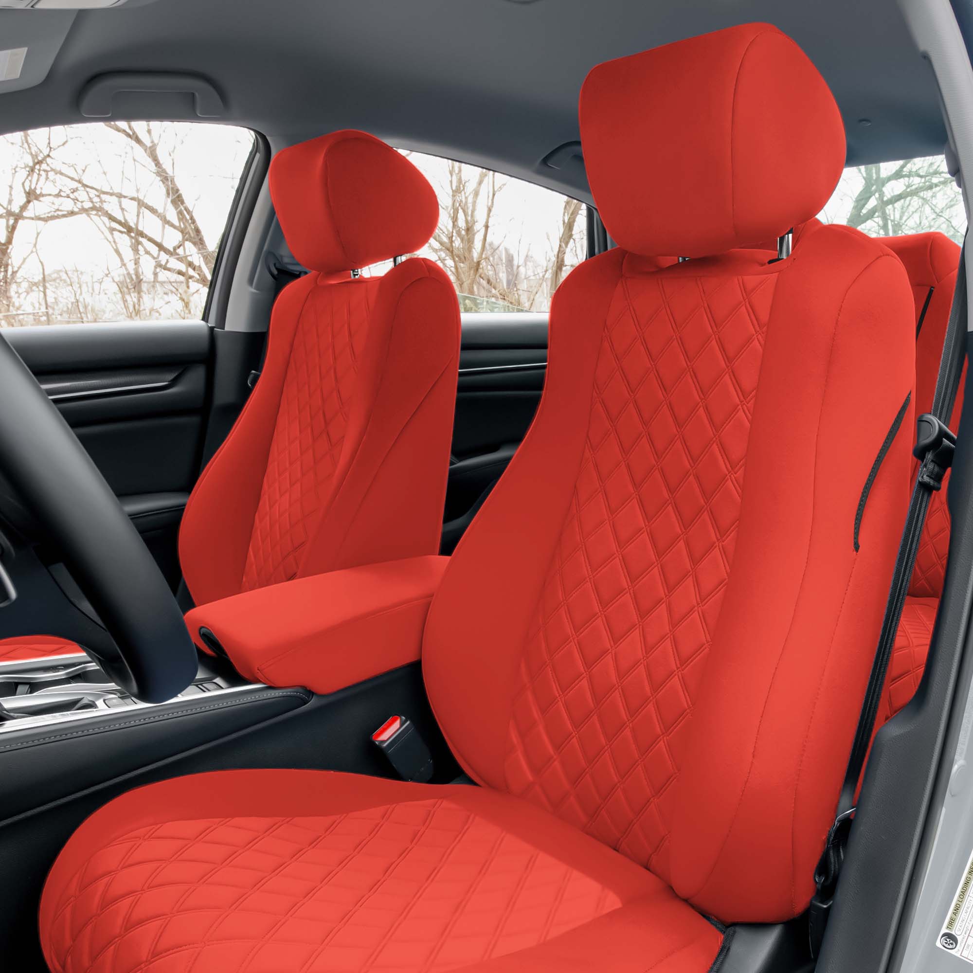Honda Accord - 2018 - 2022 - Front Set Seat Covers - Solid Red Ultraflex Neoprene