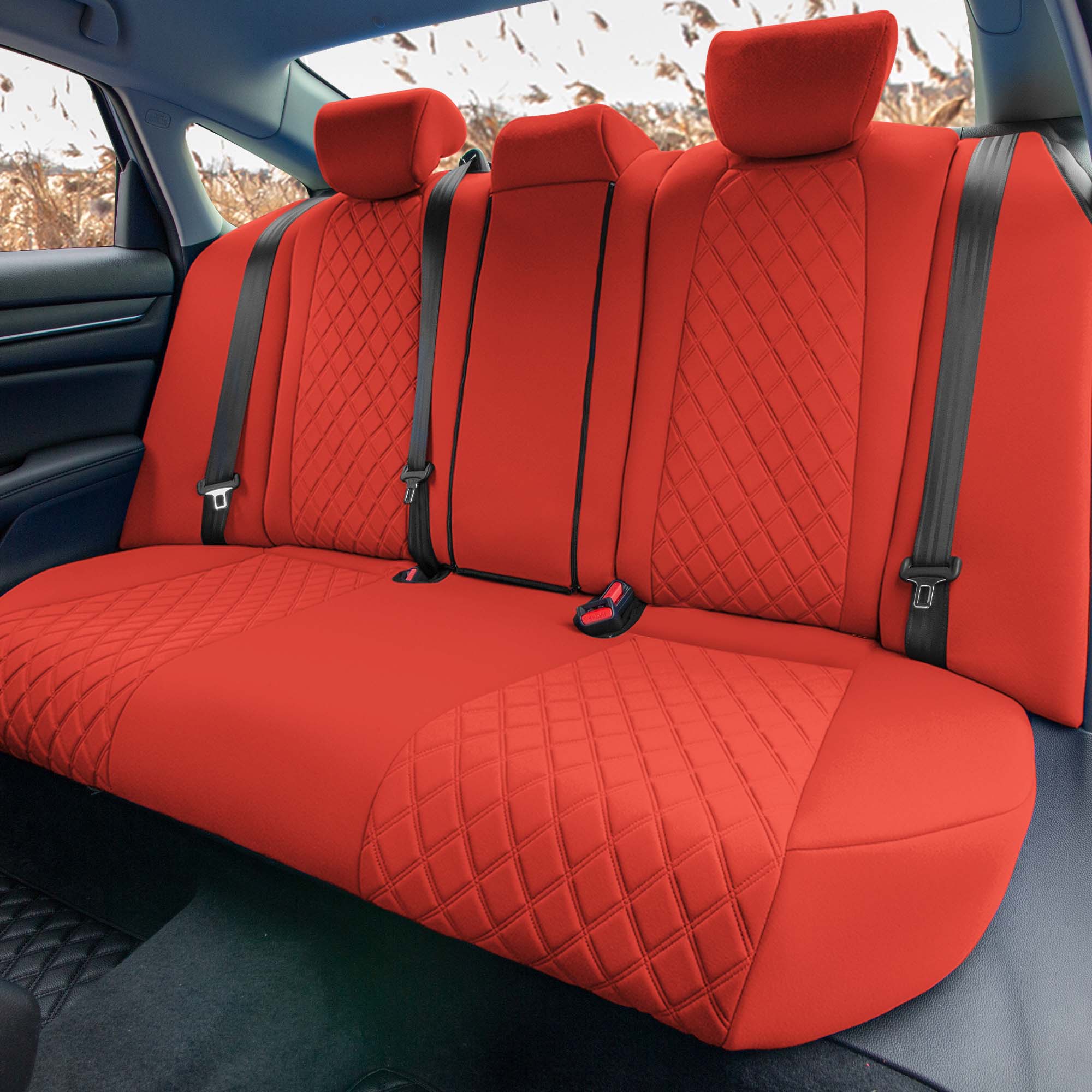 Honda Accord - 2018 - 2022 - Rear Set Seat Covers - Solid Red Ultraflex Neoprene