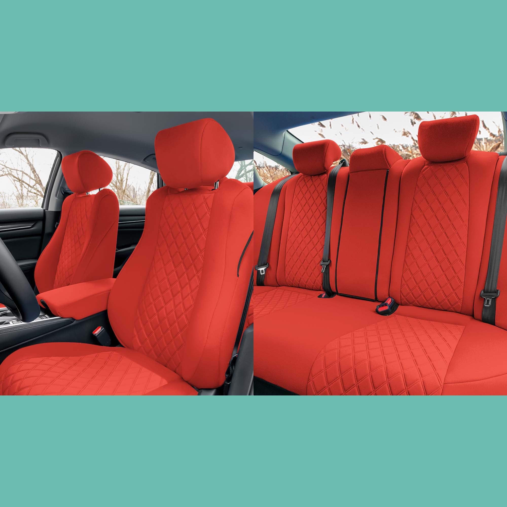 Honda Accord - 2018 - 2022 - Full Set Seat Covers - Solid Red Ultraflex Neoprene