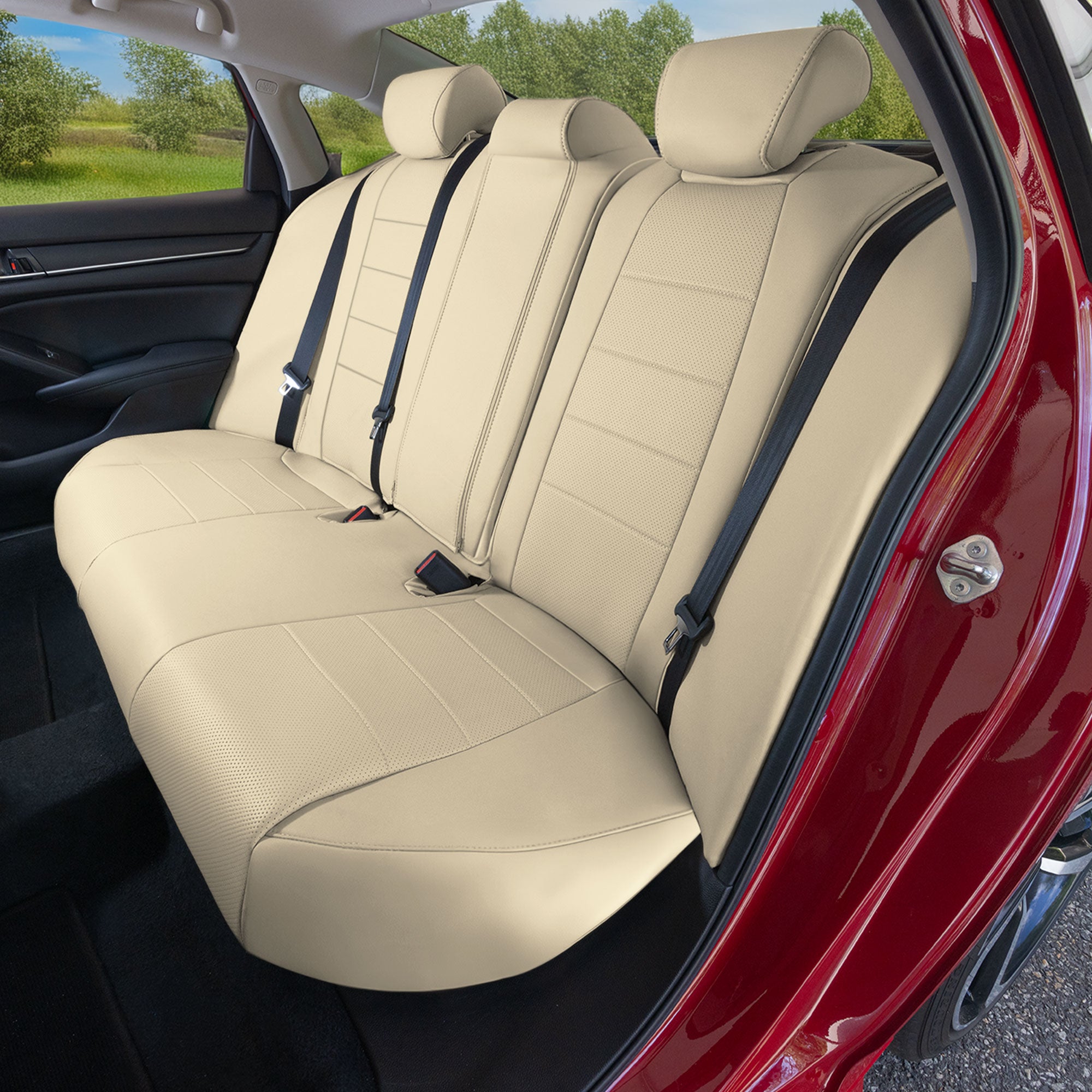 Honda Accord 2018 - 2022 Sport | Sport SE | EX| EX-L | Touring - Rear Set Seat Covers - Beige Faux Leather