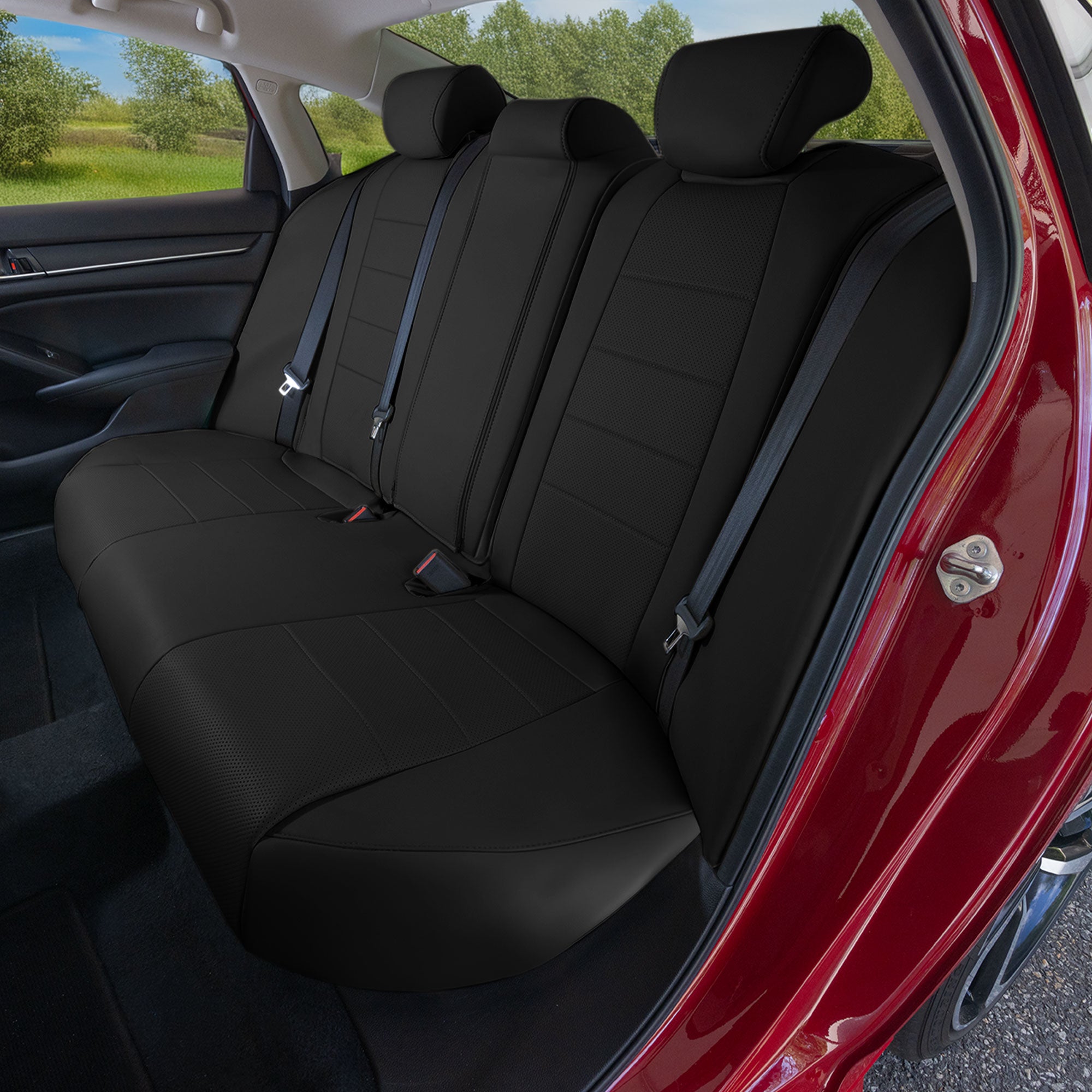 Honda Accord 2018 - 2022 Sport | Sport SE | EX| EX-L | Touring - Rear Set Seat Covers - Black Faux Leather