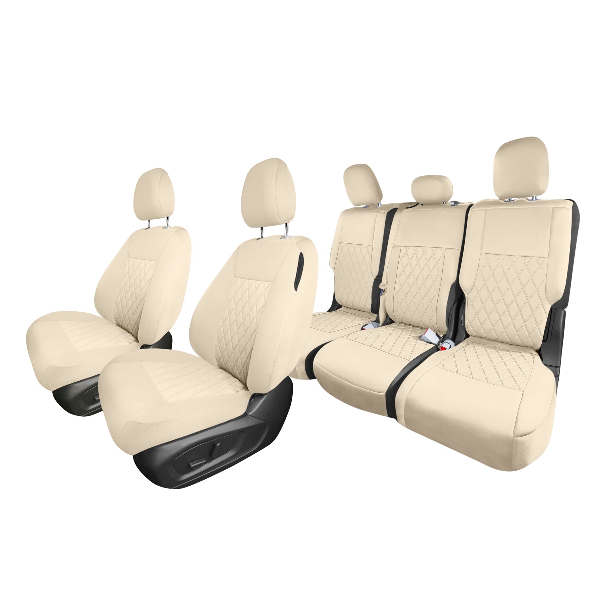 Ford Explorer Base 2020-2024  - Full Set Seat Covers  -  Solid Beige Ultraflex Neoprene