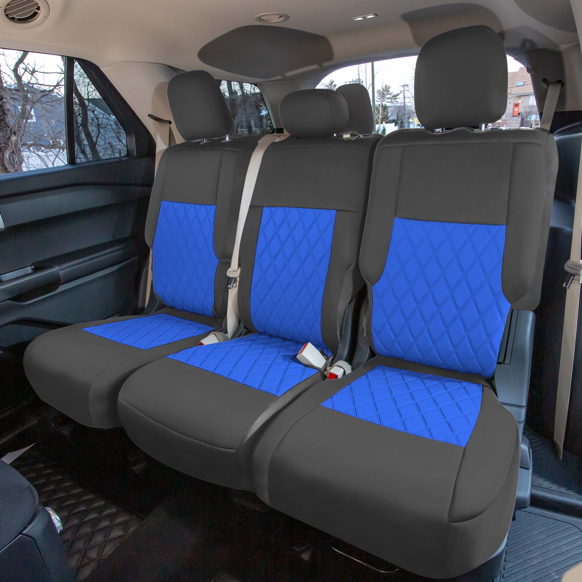 Ford Explorer Base 2020-2024  - 2nd Row Set Seat Covers  -  Blue Ultraflex Neoprene