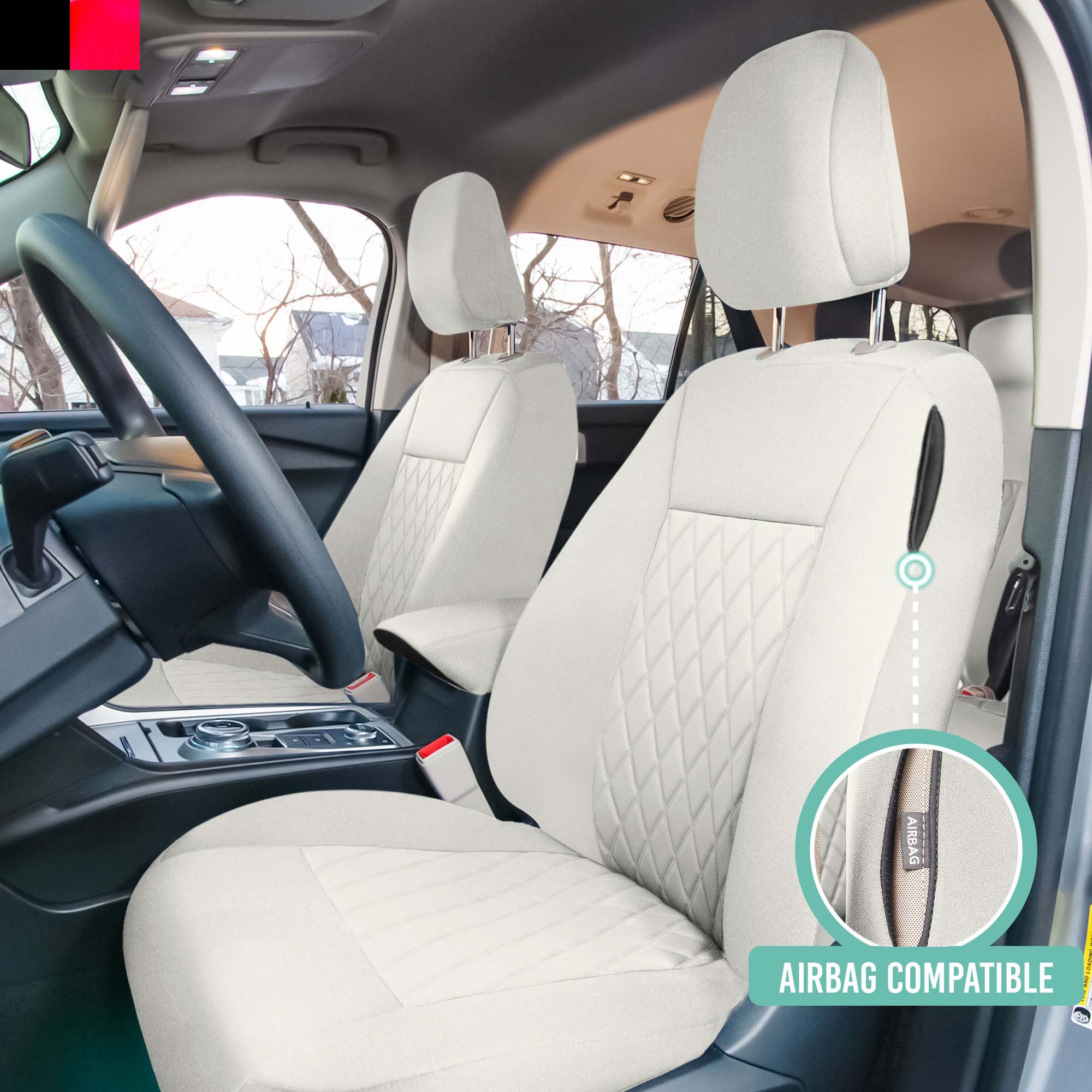 Ford Explorer Base 2020-2024  - Full Set Seat Covers  -  Solid Beige Ultraflex Neoprene