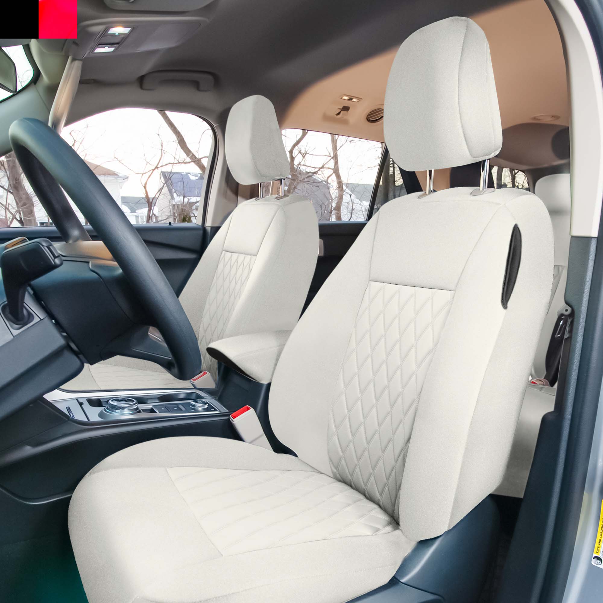 Ford Explorer Base 2020-2024  - Front Set Seat Covers  -  Solid Beige Ultraflex Neoprene
