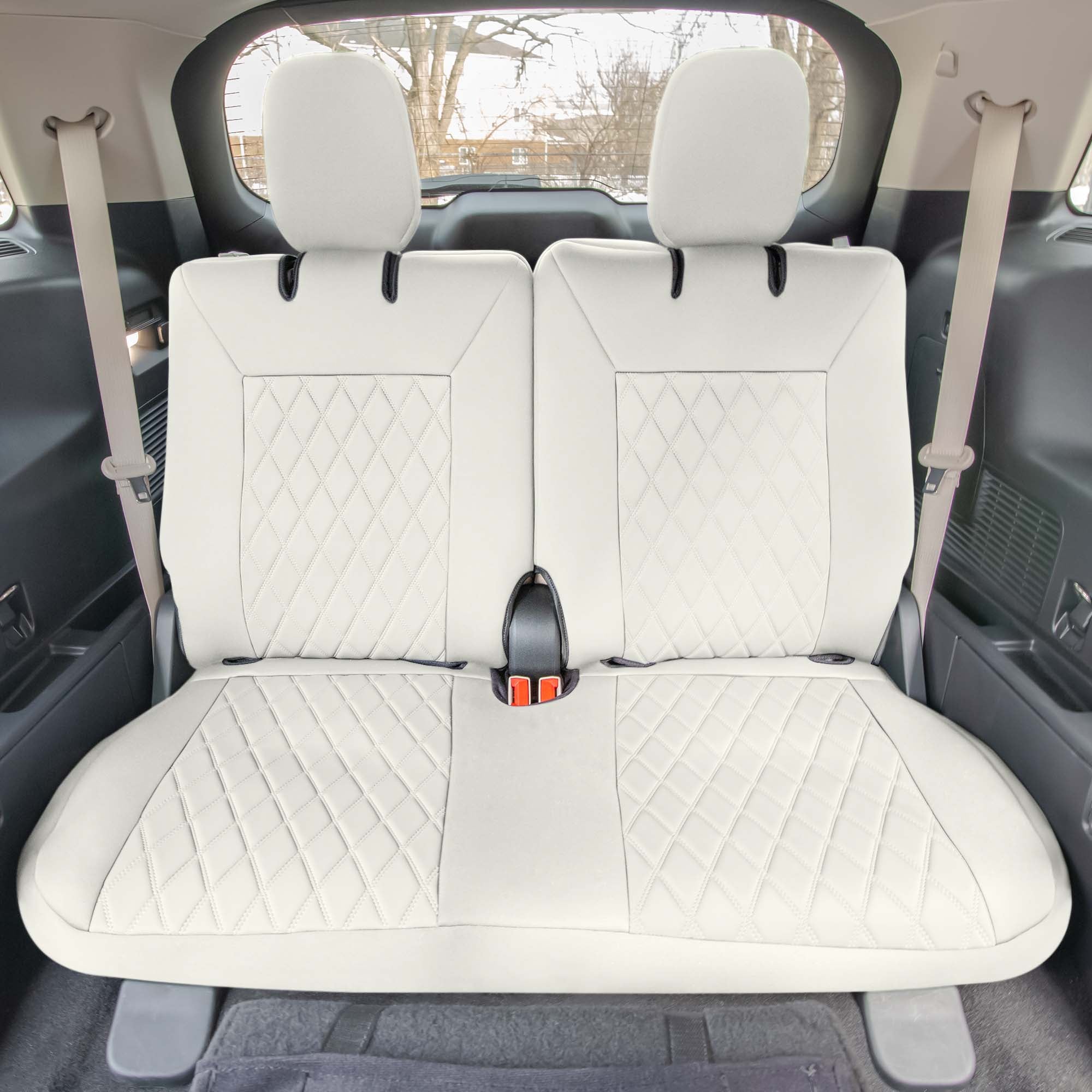 Ford Explorer Base 2020-2024  - 3rd Row Set Seat Covers  -  Solid Beige Ultraflex Neoprene