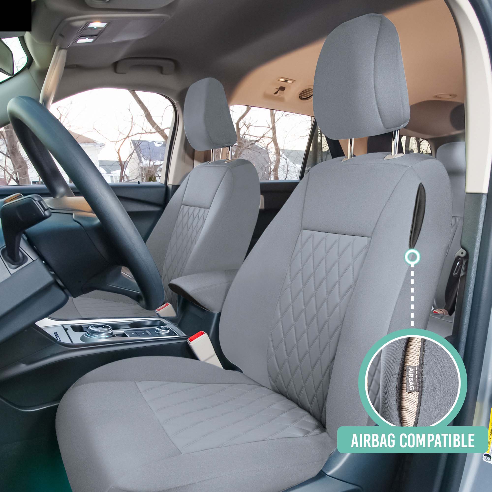 Ford Explorer Base 2020-2024  - Front Set Seat Covers  -  Solid Gray Ultraflex Neoprene