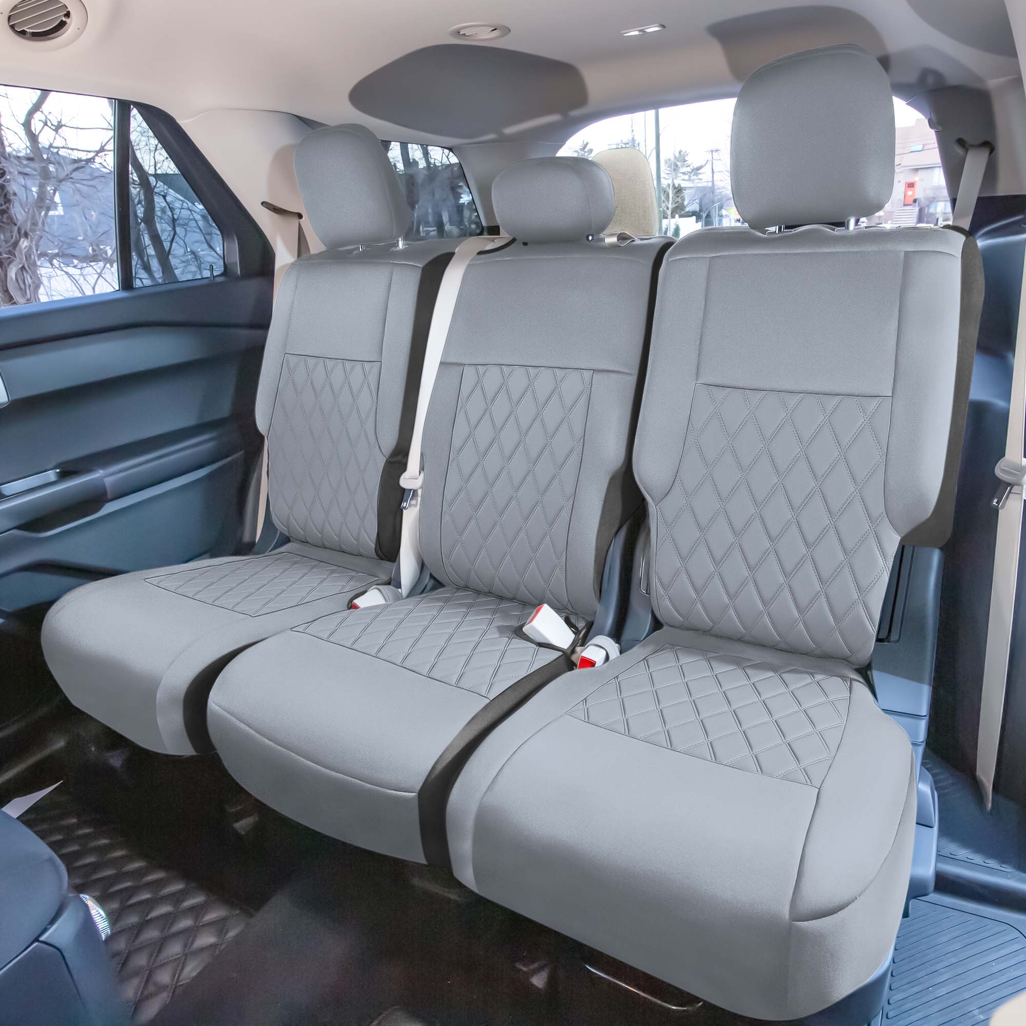 Ford Explorer Base 2020-2024  - 2nd Row Set Seat Covers  -  Solid Gray Ultraflex Neoprene